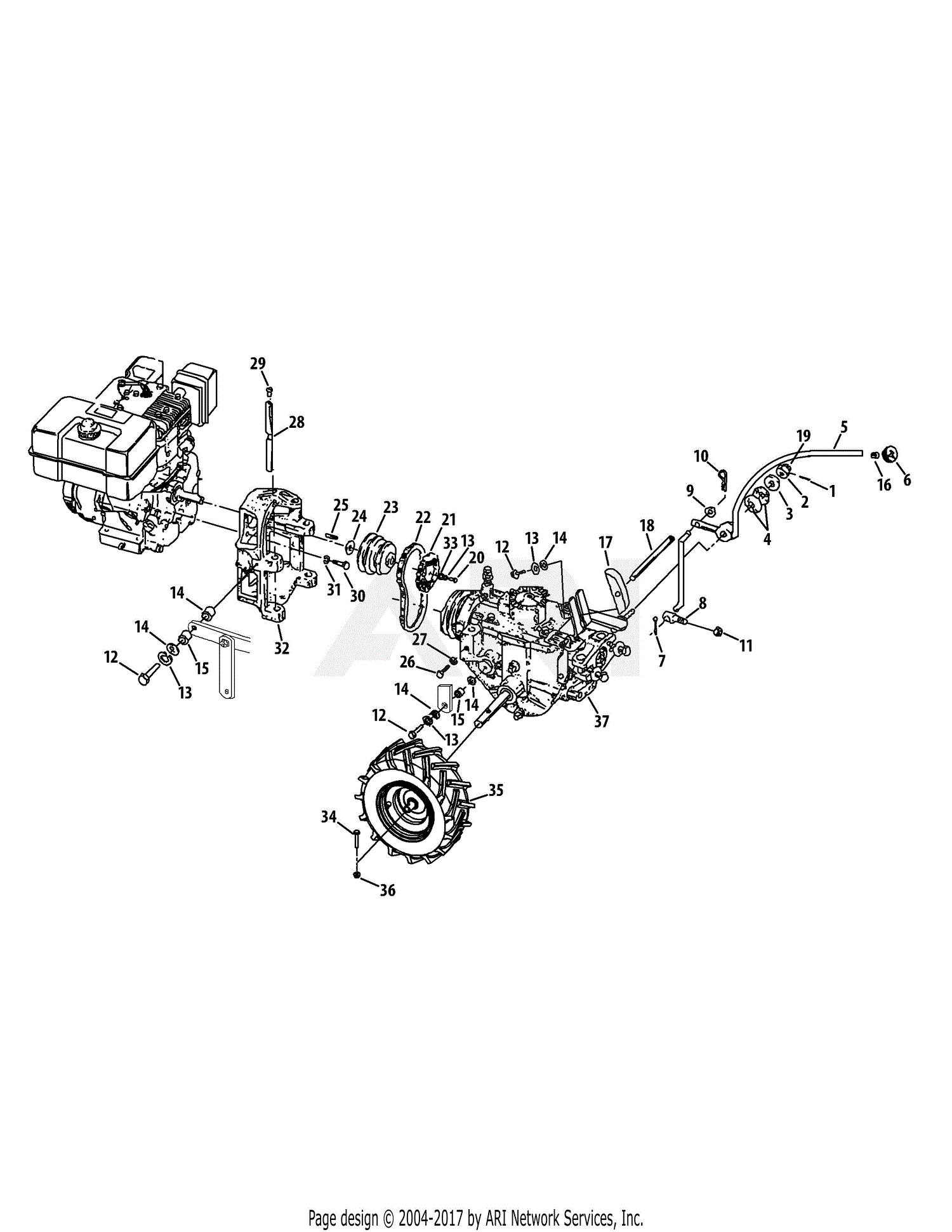 Troy Bilt 21A-682J766 Horse Roto-Tiller (2009) Parts Diagram for Drive ...