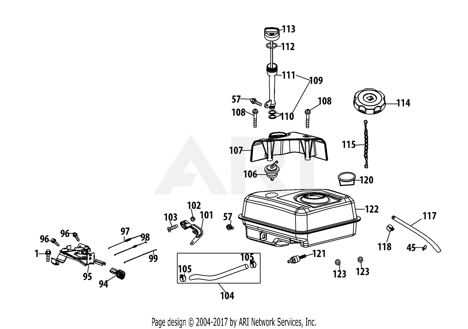 Troy Bilt 21a 34m8711 Colt Ft 2014 Parts Diagram For 170 Au Fuel Tank