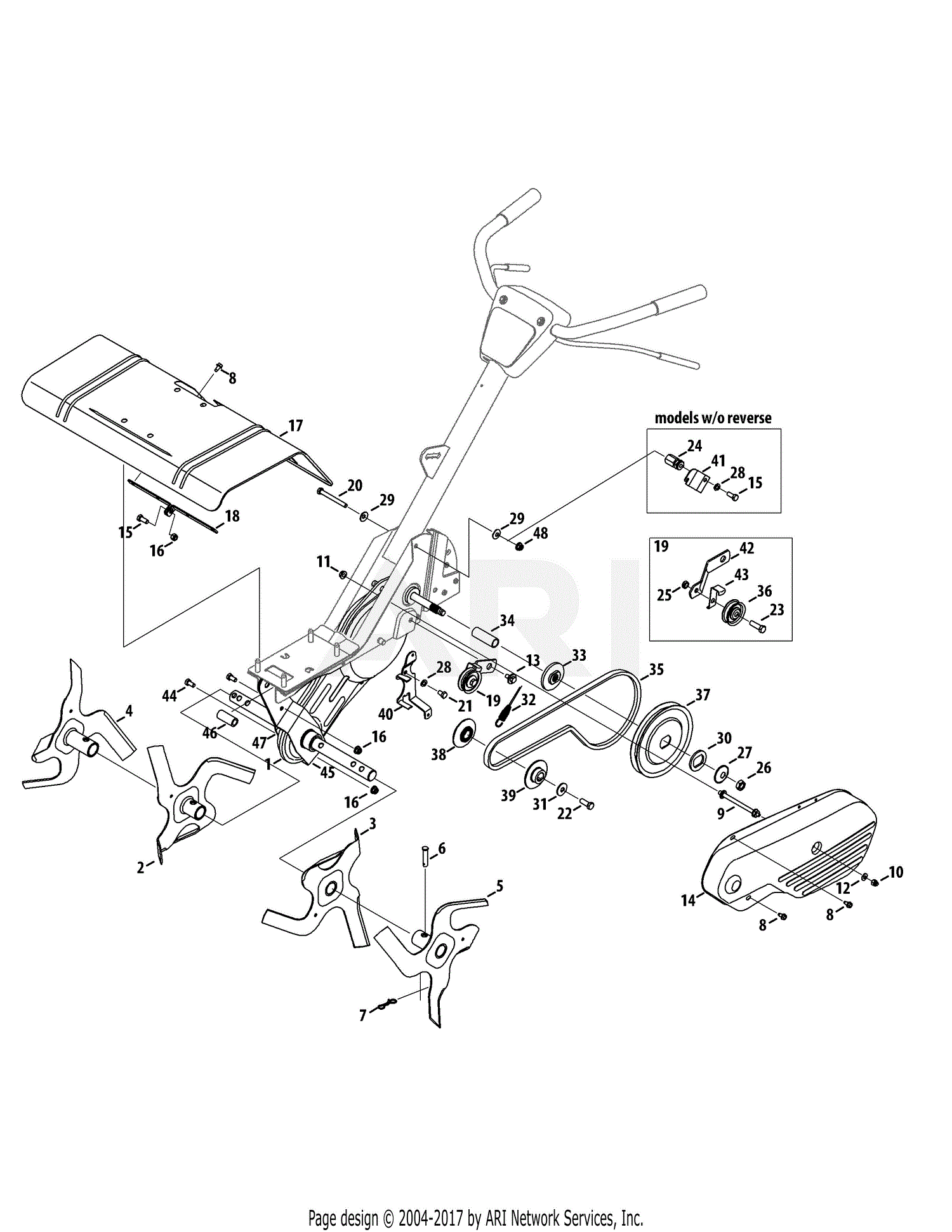 Troy Bilt 21B-34M8711 Colt FT (2015) Parts Diagram for Tine & Drive