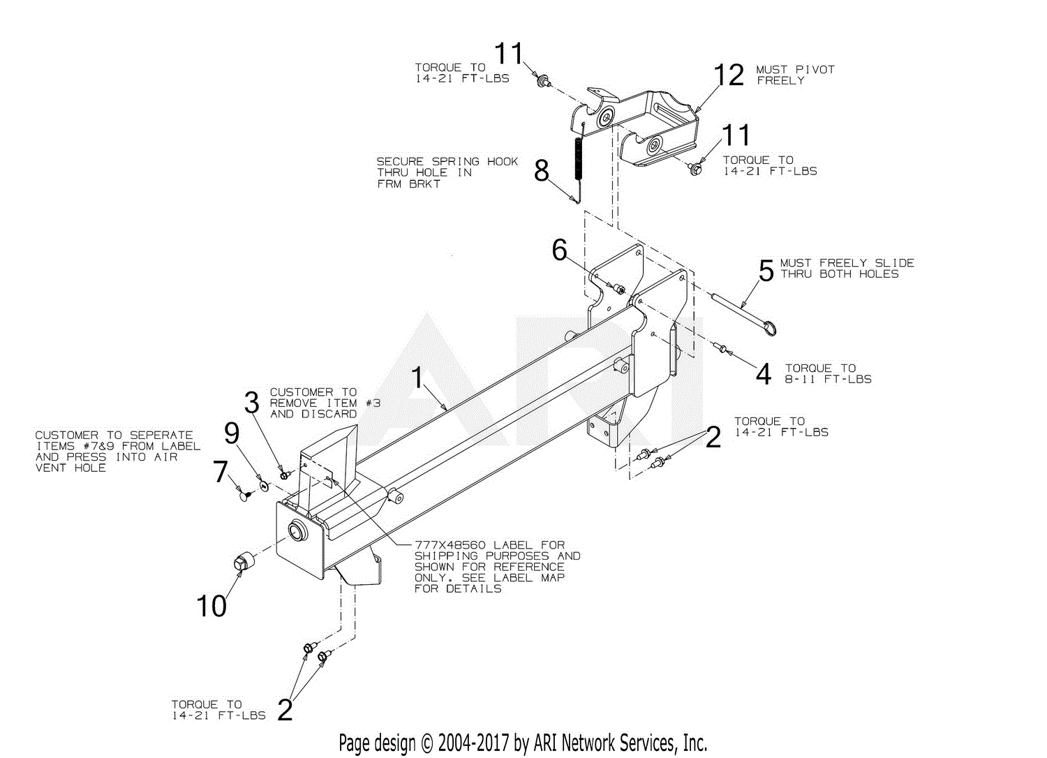 Troy Bilt 23AAGAAX711 FLEX Logsplitter (2017) Parts Diagram for Beam