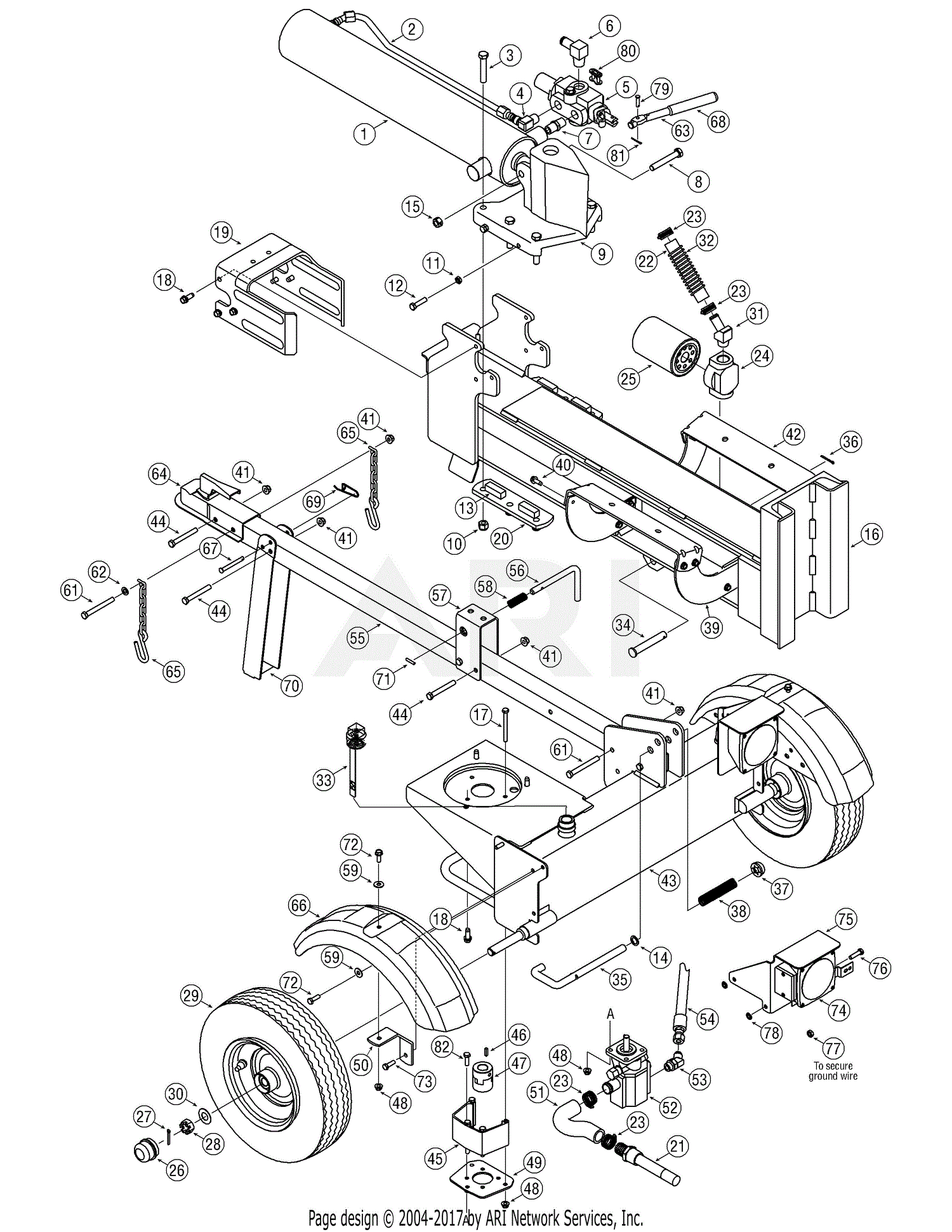 Troy Bilt 24BF572B711 LS27 Log Splitter (2006) Parts Diagram for General Assembly