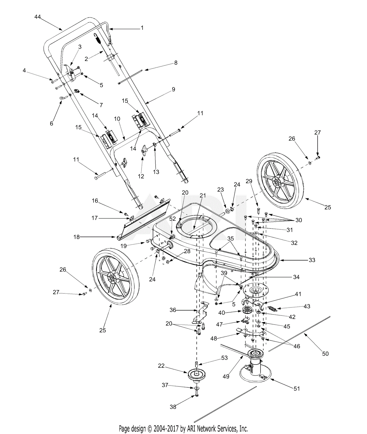 Troy Bilt 25A-258D063 5HP (2002) Parts Diagram for General Assembly