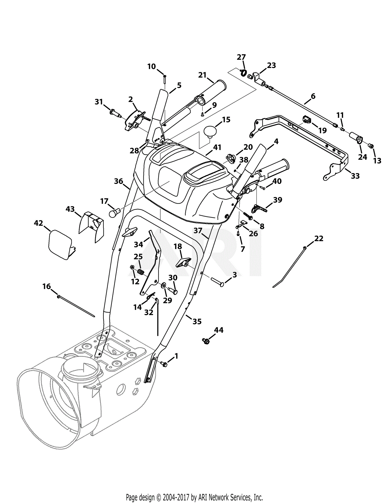 Troy Bilt 31AH55Q5711 (2011) Parts Diagram for L & Q Style Handle & Frame