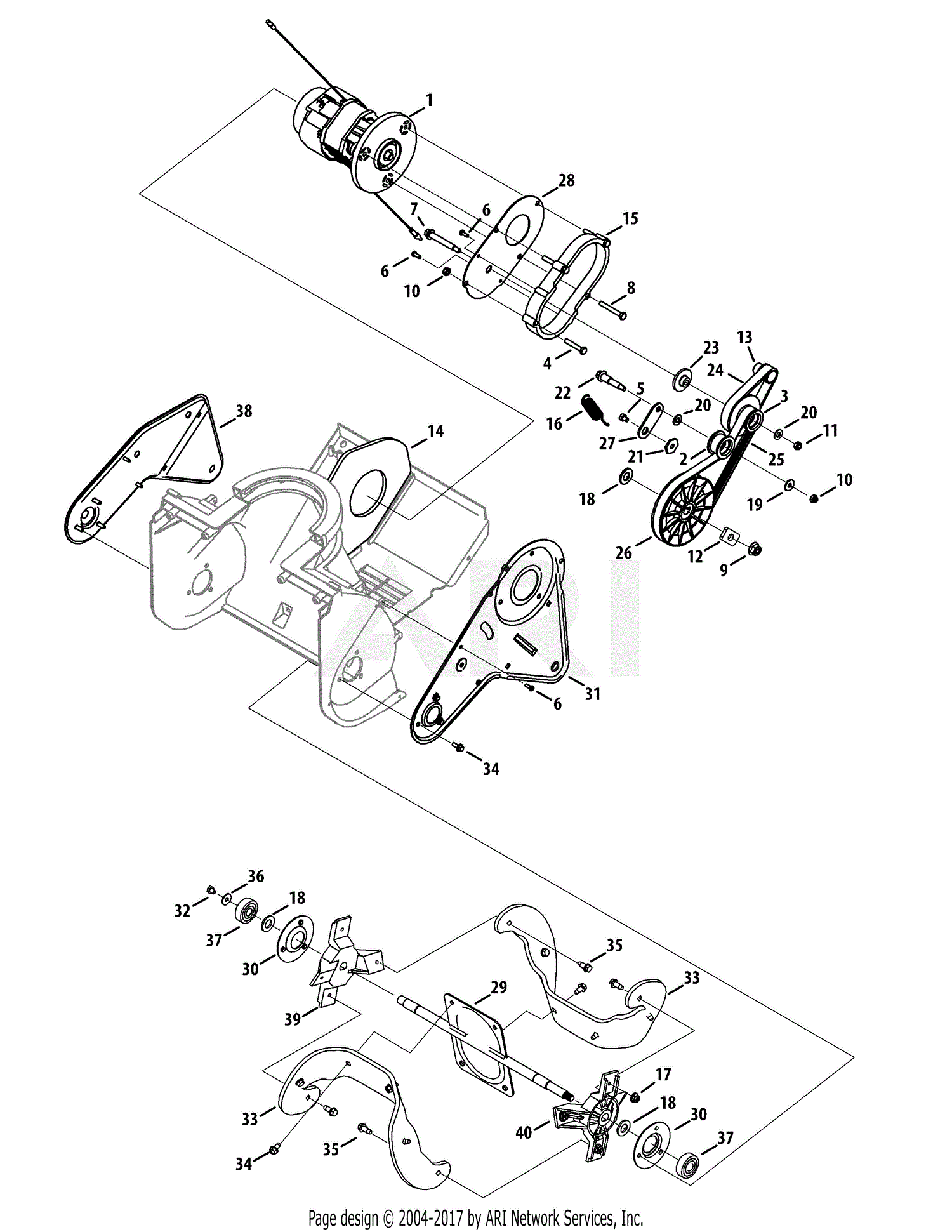 Troy Bilt 31A-050-766 Flurry 1400 (2012) Parts Diagram for Motor & Auger