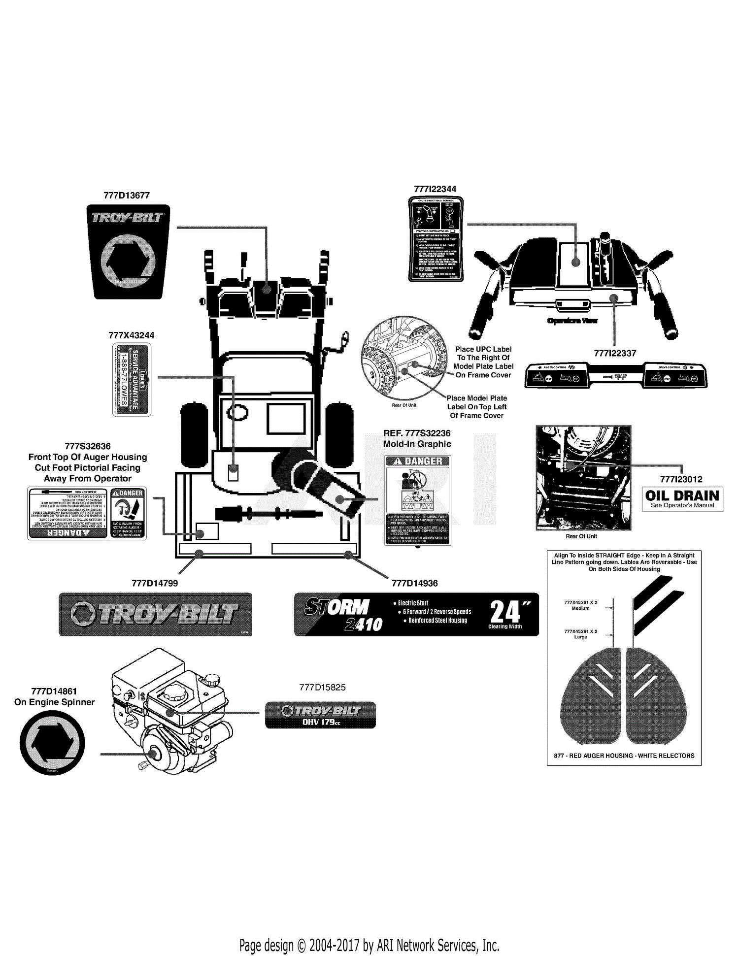 Troy Bilt 31AS62N2711 Storm 2410 (2012) Parts Diagram for Label Map ...