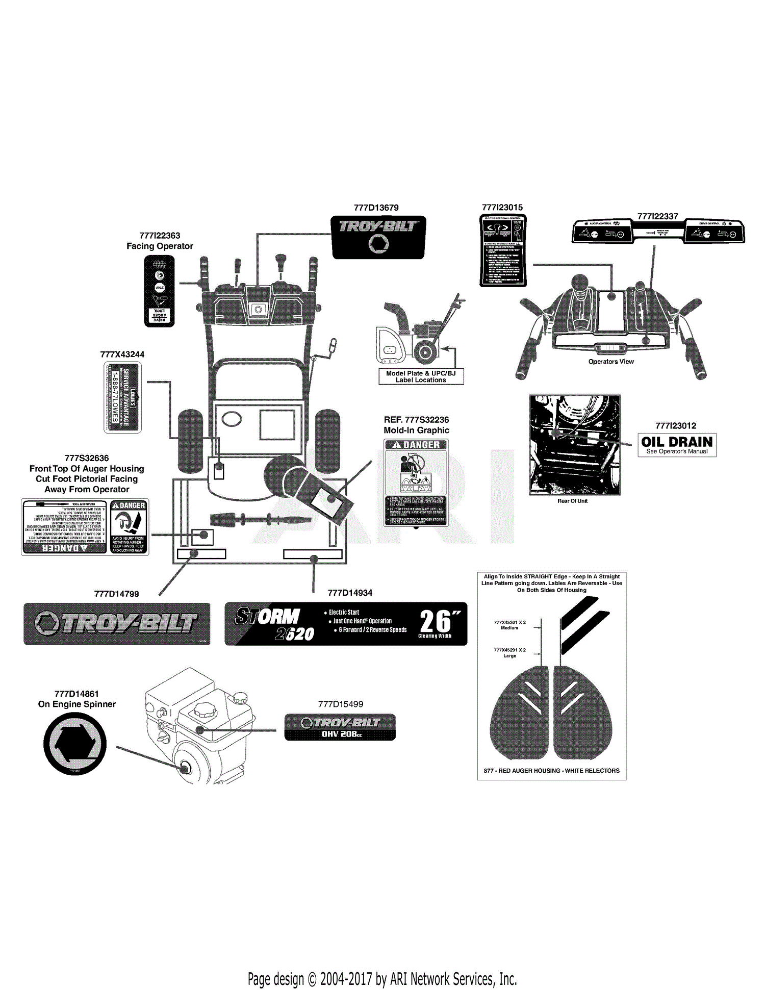 Troy Bilt 31BM63P3711 Storm 2620 (2012) Parts Diagram for Label Map ...