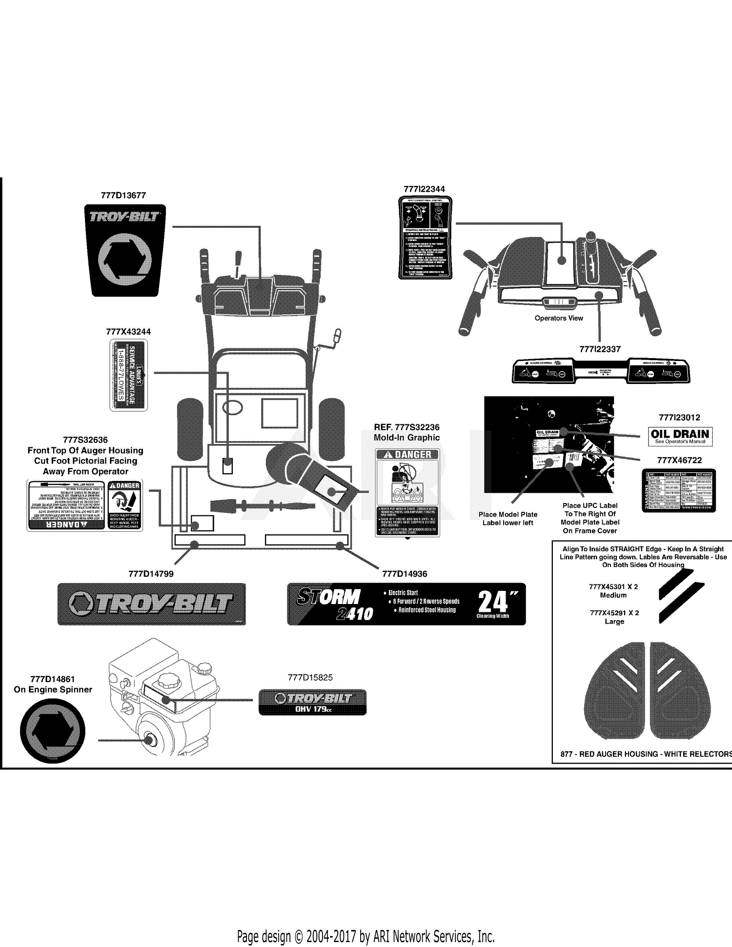 Troy Bilt 31AS62N2711 Storm 2410 (2013) Parts Diagram for Label Map