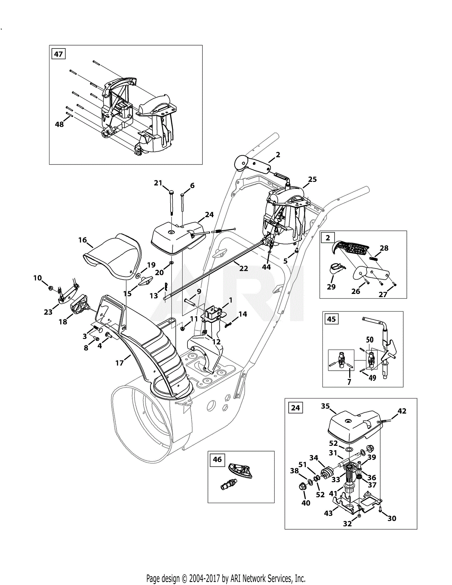 Troy Bilt 31AH54Q6711 Vortex 2490 (2014) Parts Diagram for Chute Control