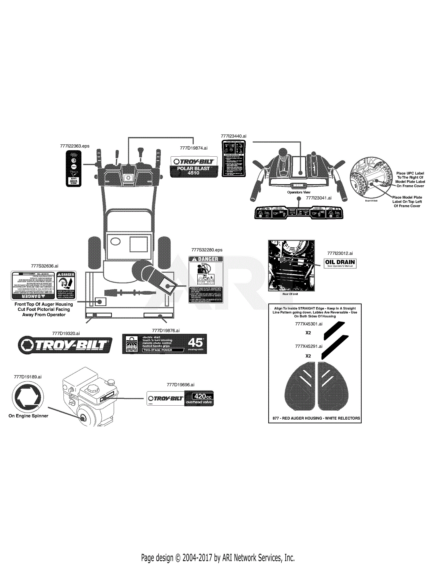 Troy Bilt 31AH97P7766 Polar Blast 4510 (2014) Parts Diagram for Label ...