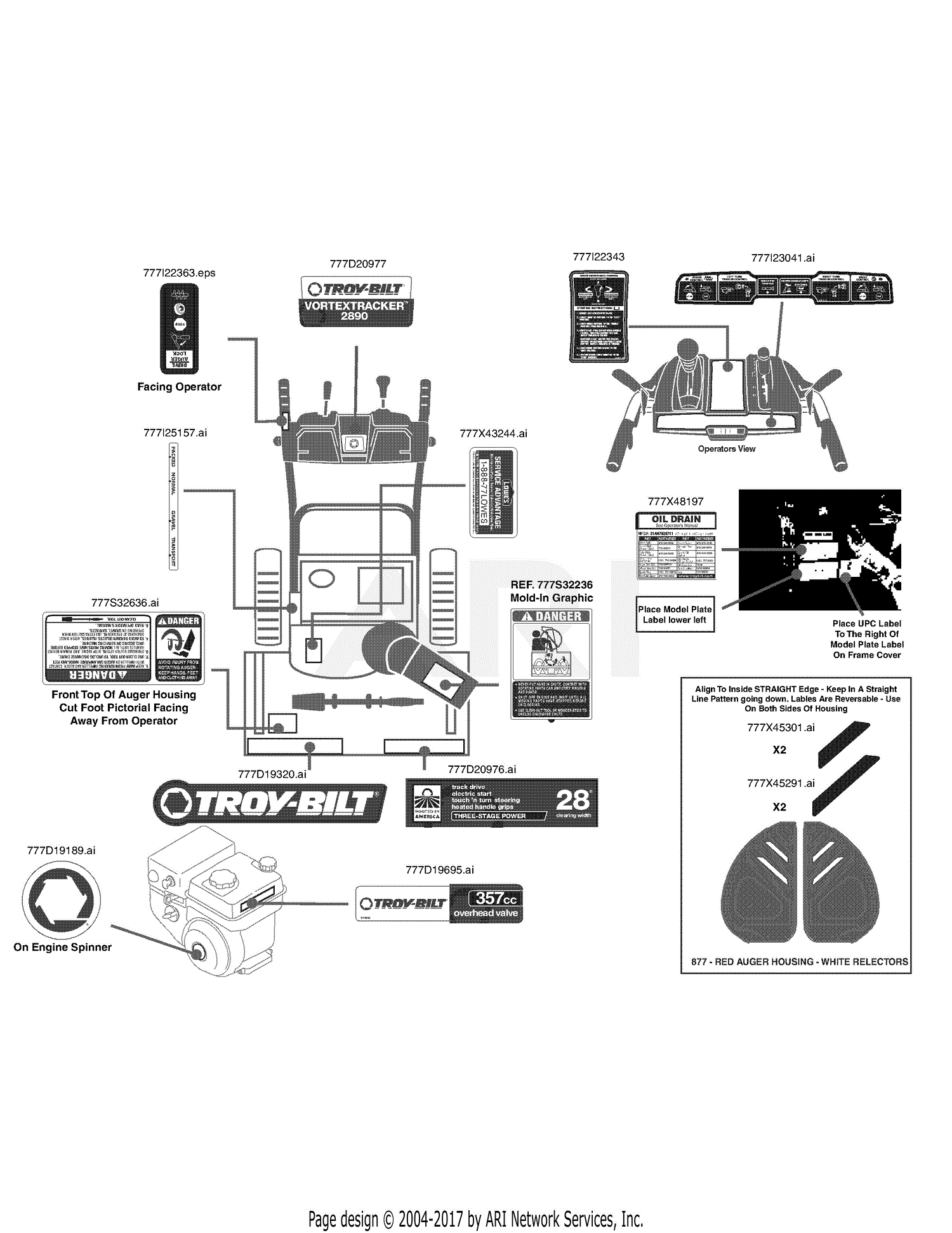 Troy Bilt 31ah75q8711 Vortex Tracker 2890 (2015) Parts Diagram For 