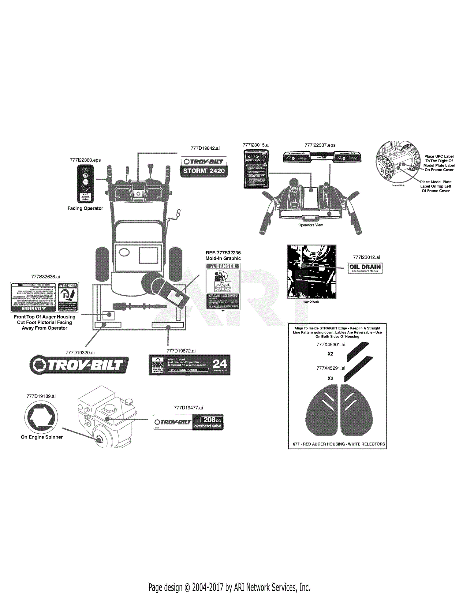 Troy Bilt 31AM63P2766 Storm 2420 (2015) Parts Diagram for Label