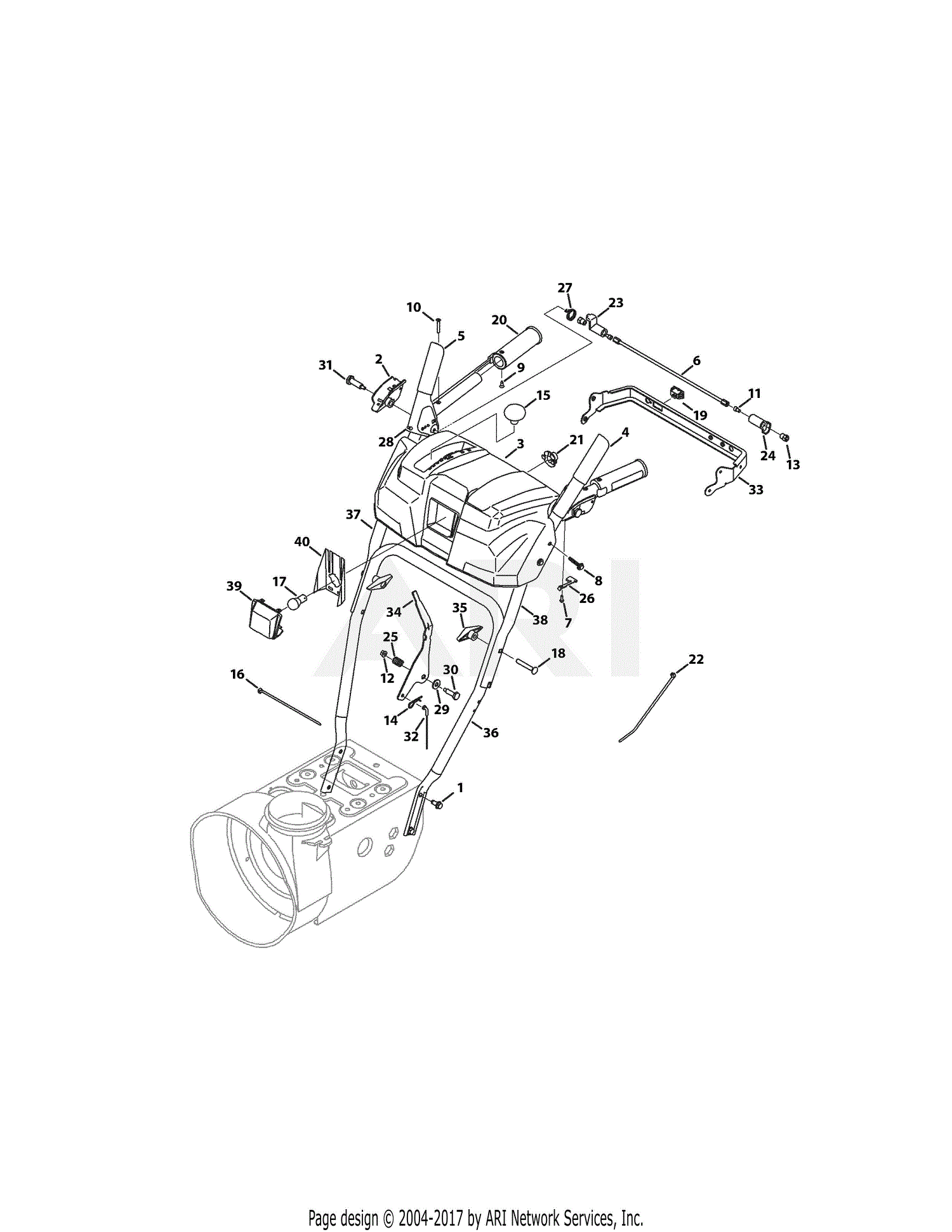 Troy Bilt 31bm63p3711 Storm 2620 2015 Parts Diagram For Handles And Panel