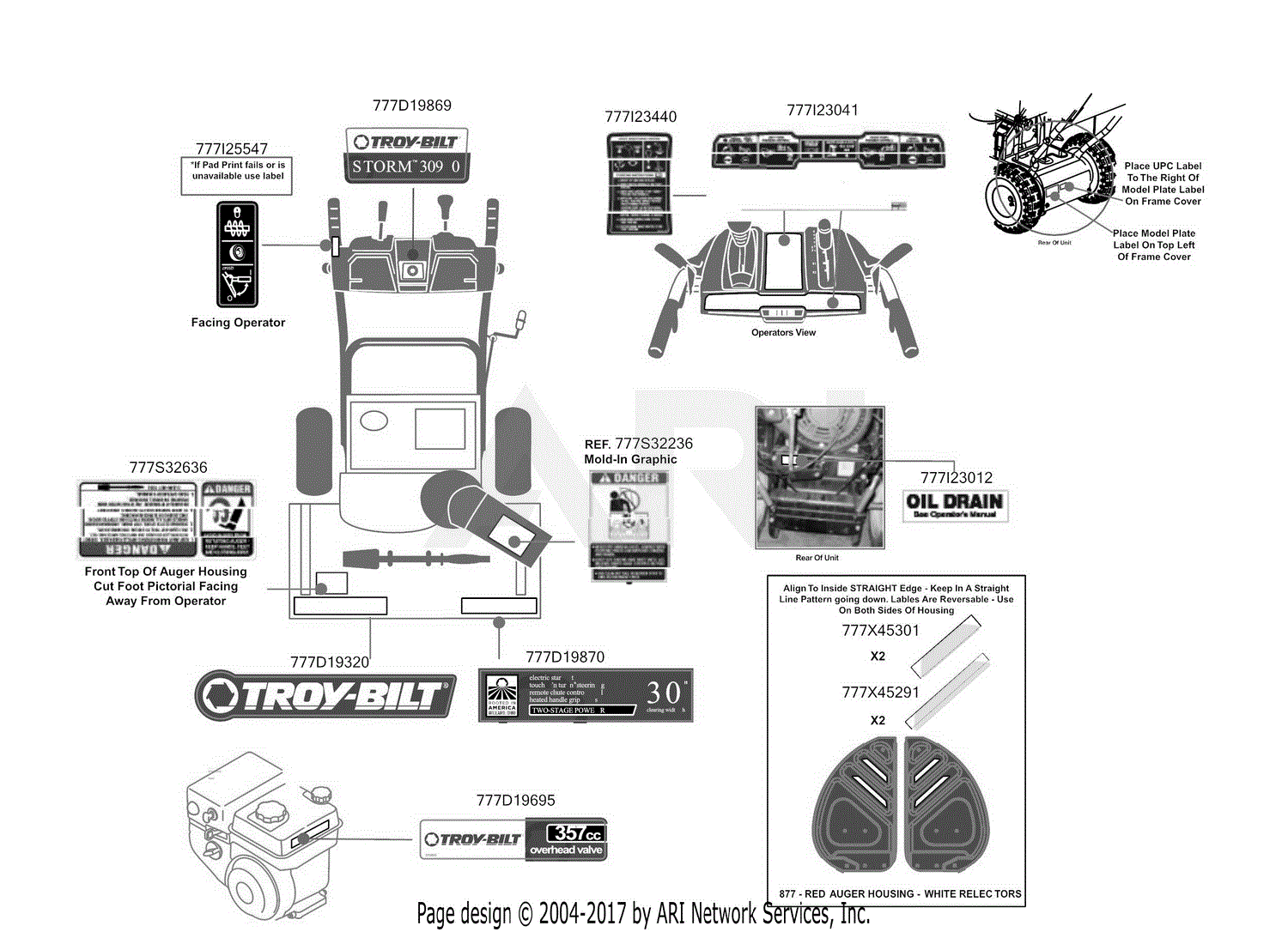 Troy Bilt 31AH55P5766 Storm 3090 (2016) Parts Diagram for Label Map