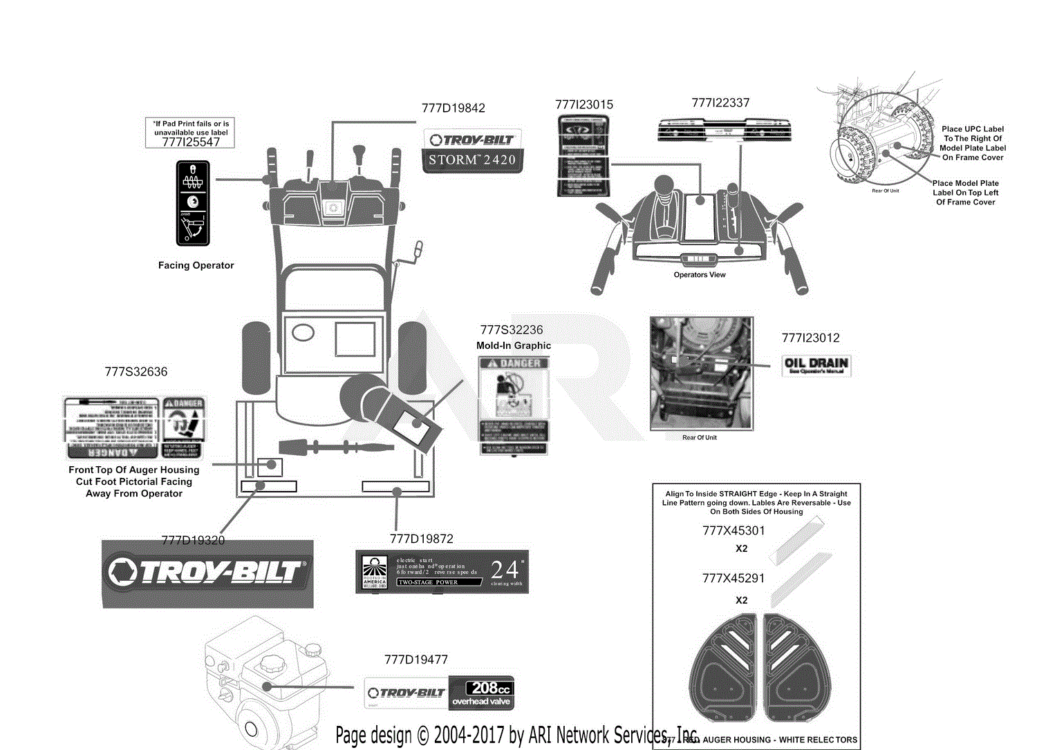 Troy Bilt 31AM63P2766 Storm 2420 (2016) Parts Diagram for Label Map