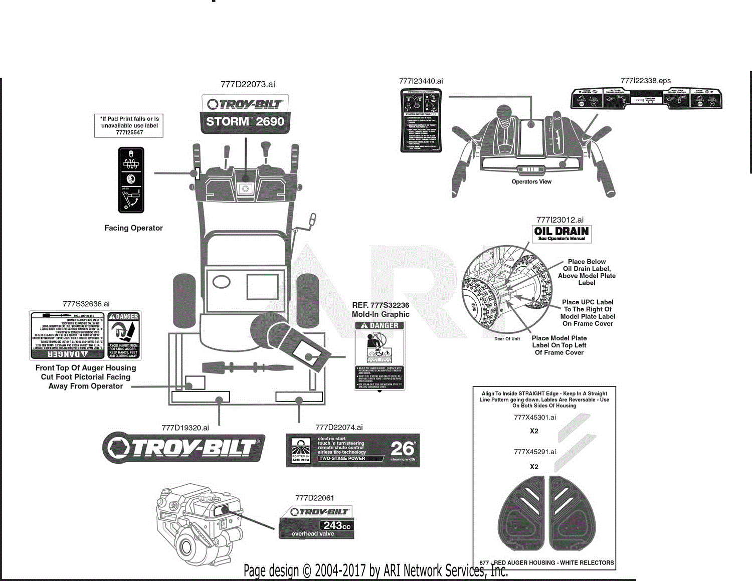 Troy Bilt 31AM5CP3766 Storm 2690 (2017) Parts Diagram for Label Map