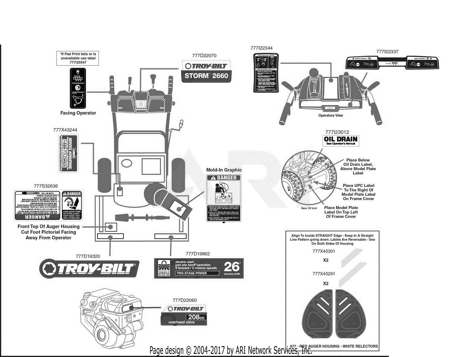 Troy Bilt 31AM6BO3711 Storm 2660 (2017) Parts Diagram for Label Map