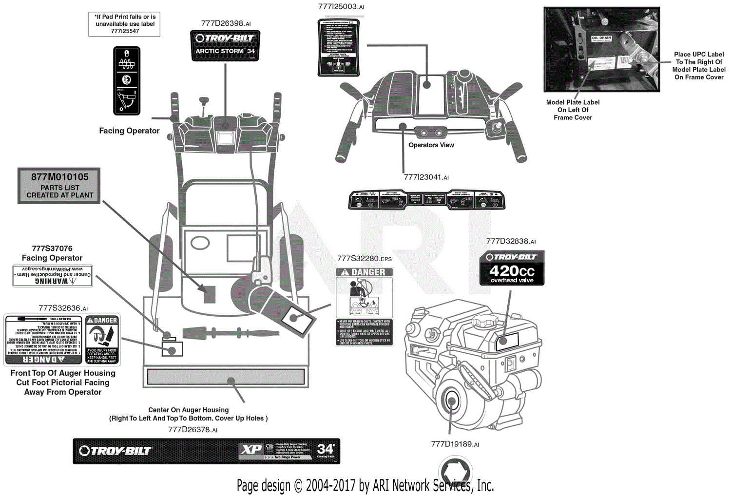 Troy Bilt 31AH8ER6766 Arctic Storm 34 (2019) Parts Diagram for Label Map