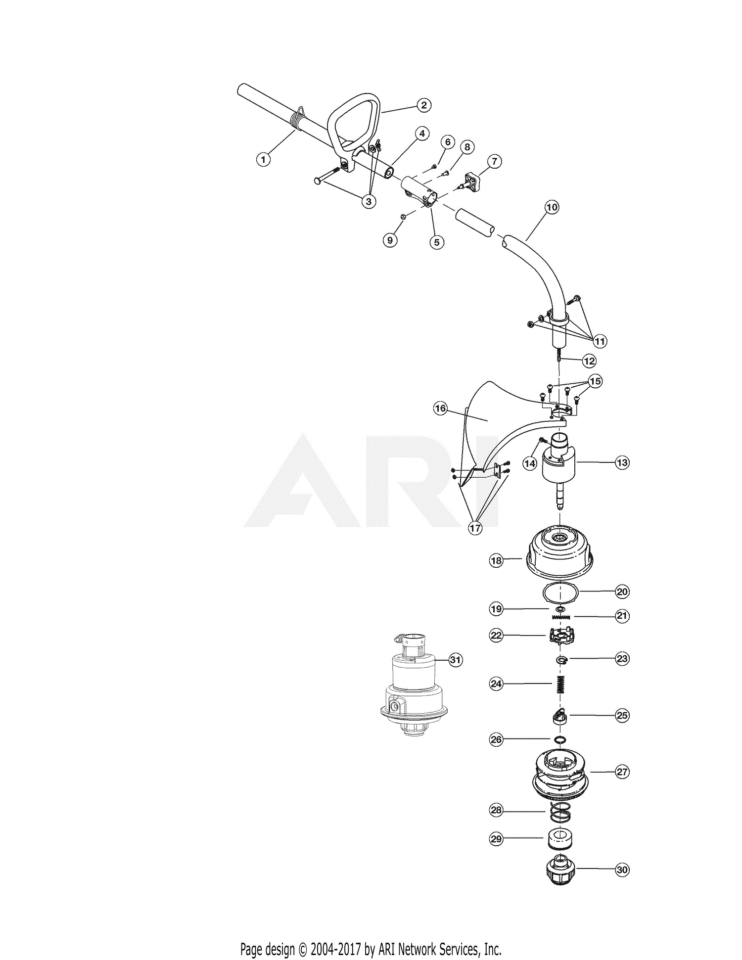 Troy Bilt TB32CS 41AC132C766 41AC132C766 TB32CS Parts Diagram for Boom ...