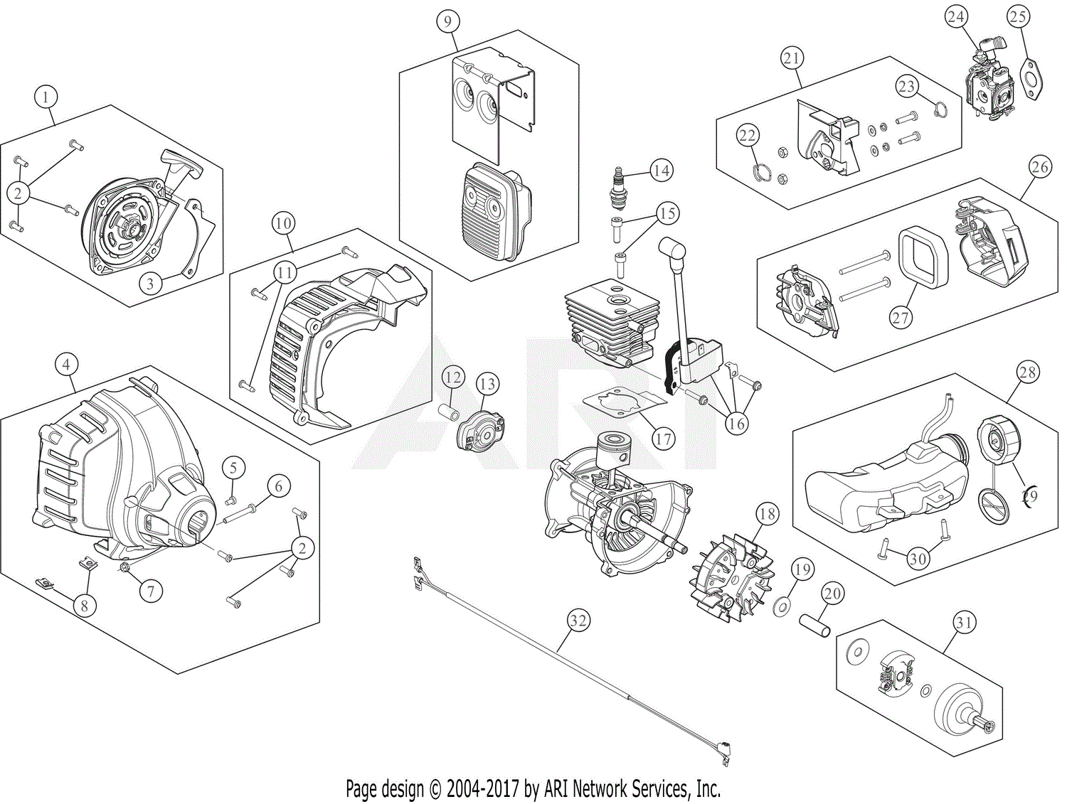 Troy Bilt TB21EC 41ADT21C866 Parts Diagram for Engine Assembly