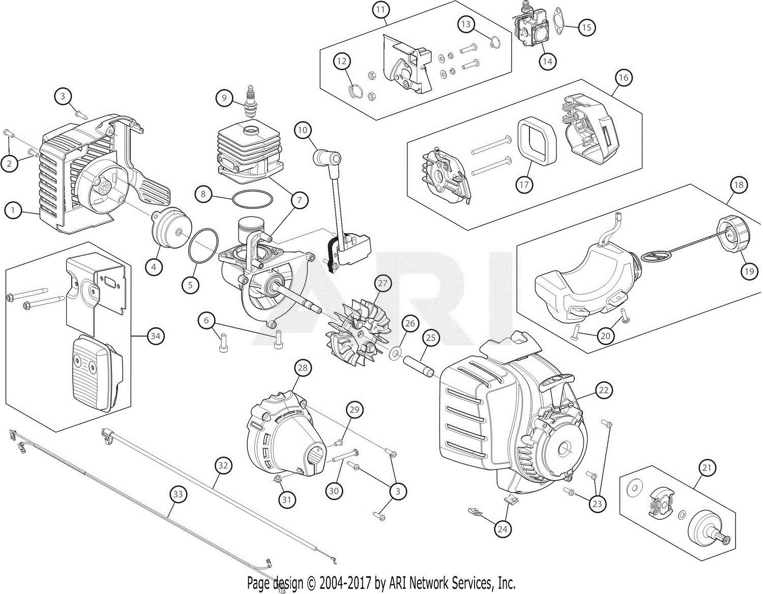 Troy Bilt TB22EC 41BDT22C866 Parts Diagram for Engine Assembly