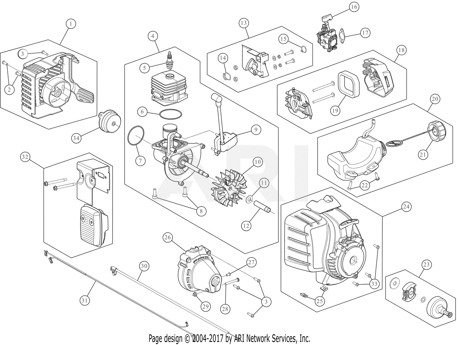 Troy Bilt TB25CEC 41AD25CA766 Parts Diagram for Engine Assembly