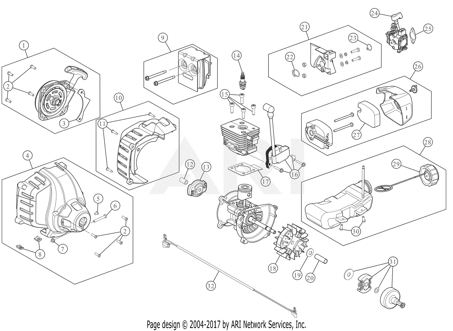 Troy Bilt TB27BC 41AD27BA766 Parts Diagram for Engine Assembly