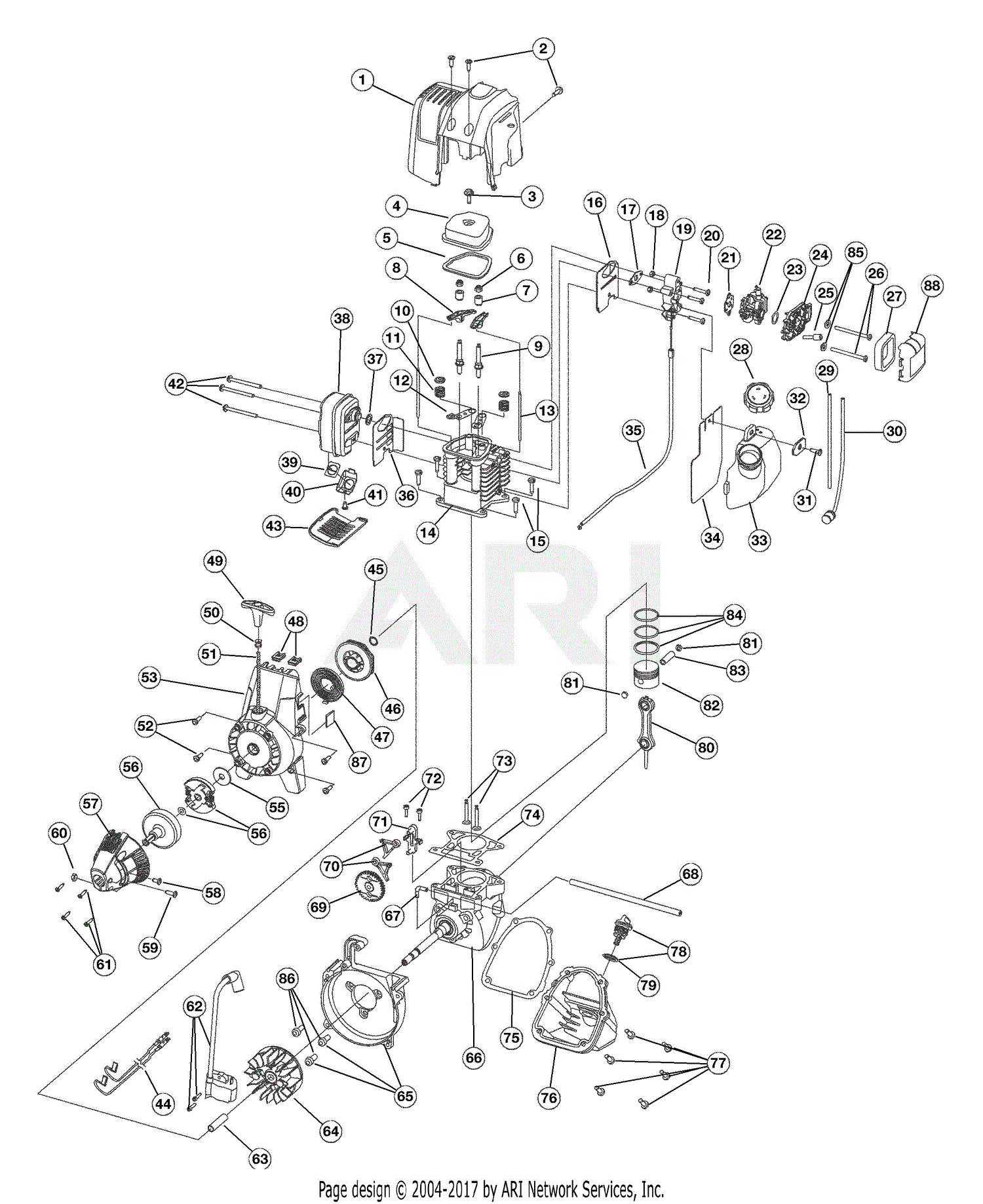 Troy Bilt TB425CS 41ADT42C766 41ADT42C766 TB425CS Parts Diagram for Engine