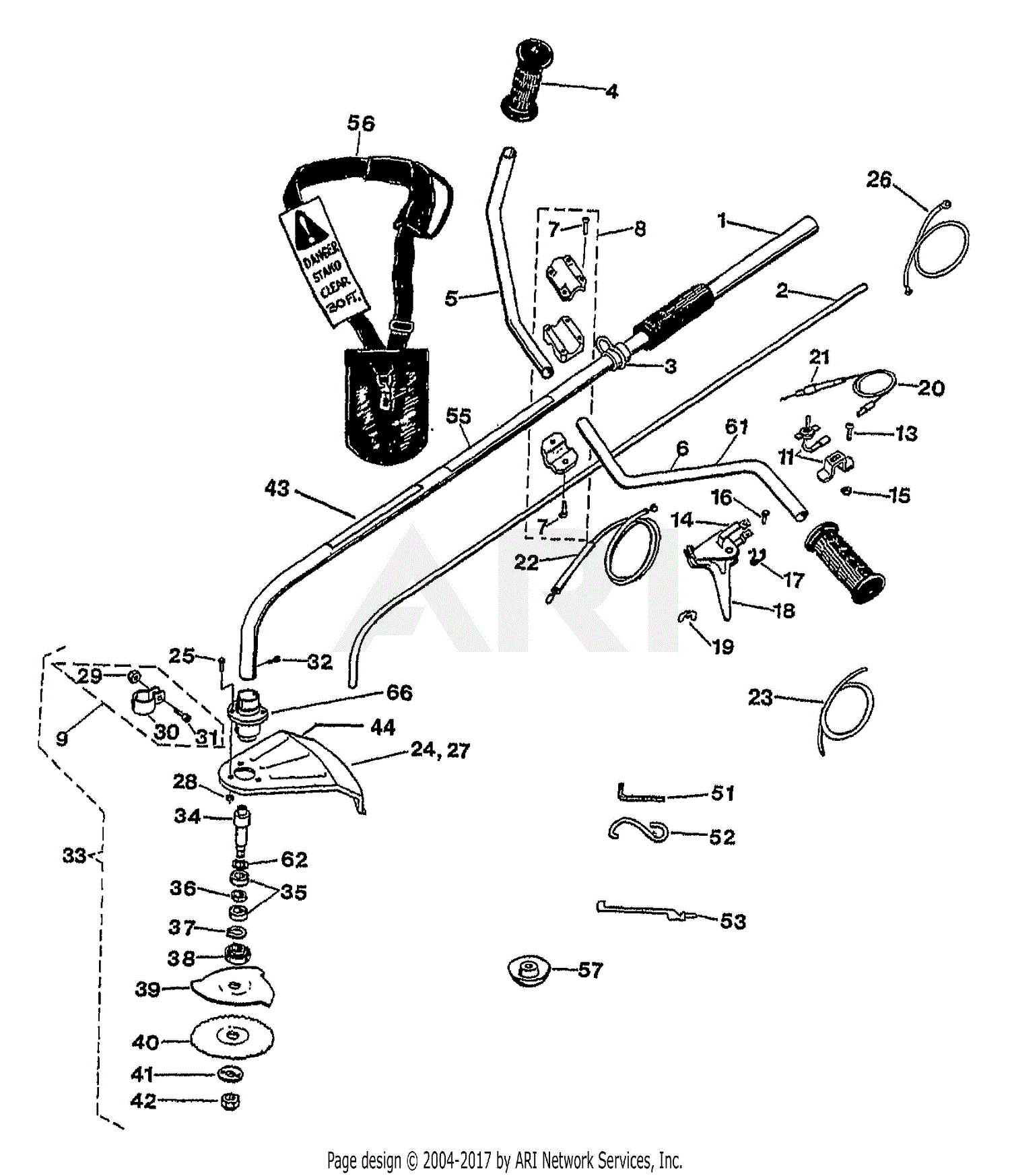 Troy Bilt 52025 1.6HP POWER SCYTHE (S/N 0552458-UP) Parts Diagram for ...