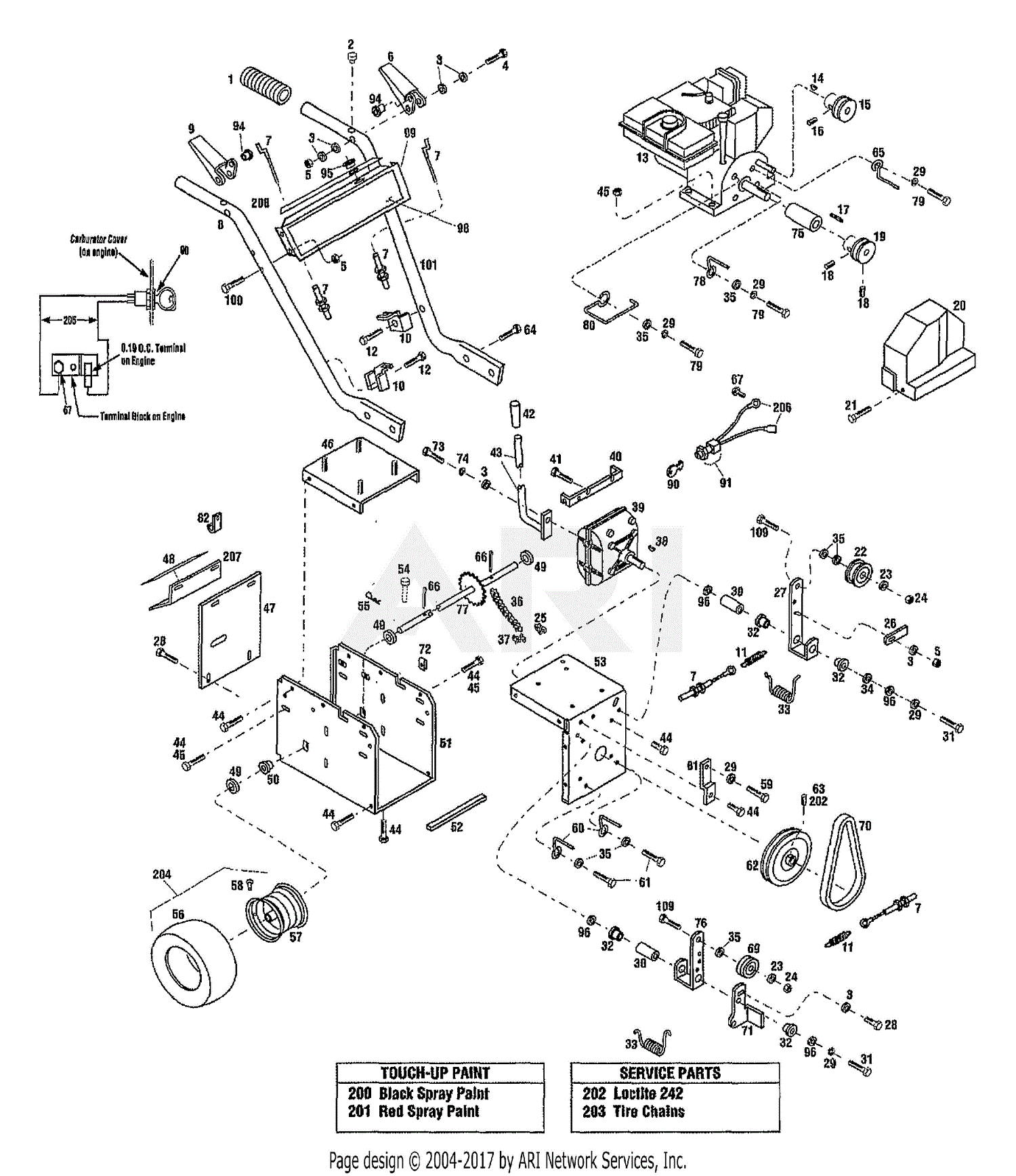 Troy Bilt 42027 6HP/21" SELFPROPELLED (S/N 420270100101420271199999) Parts Diagram for MAIN