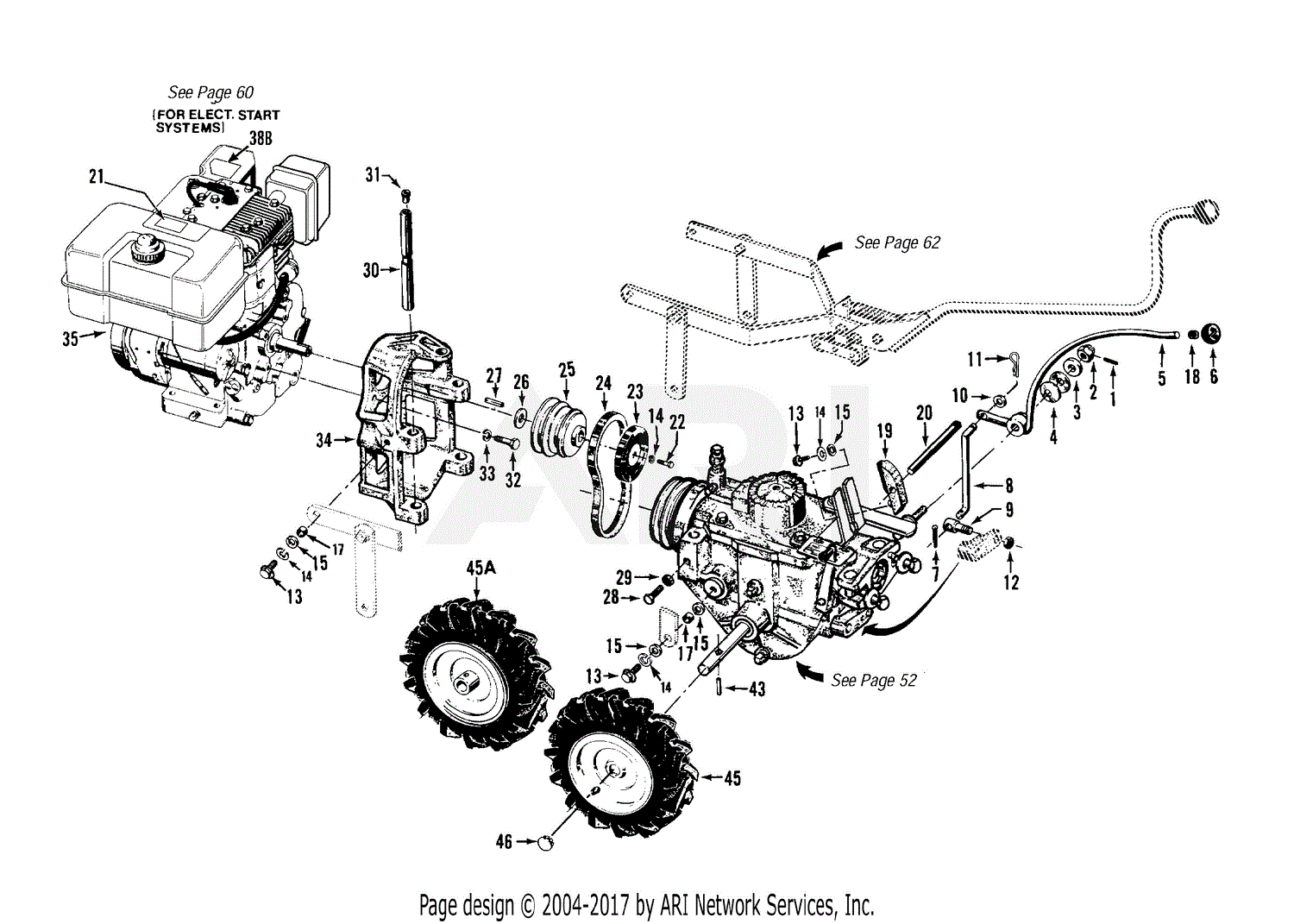 Troy Bilt 12090 8HP Electric PTO Horse Tiller Parts Diagram for Wheel