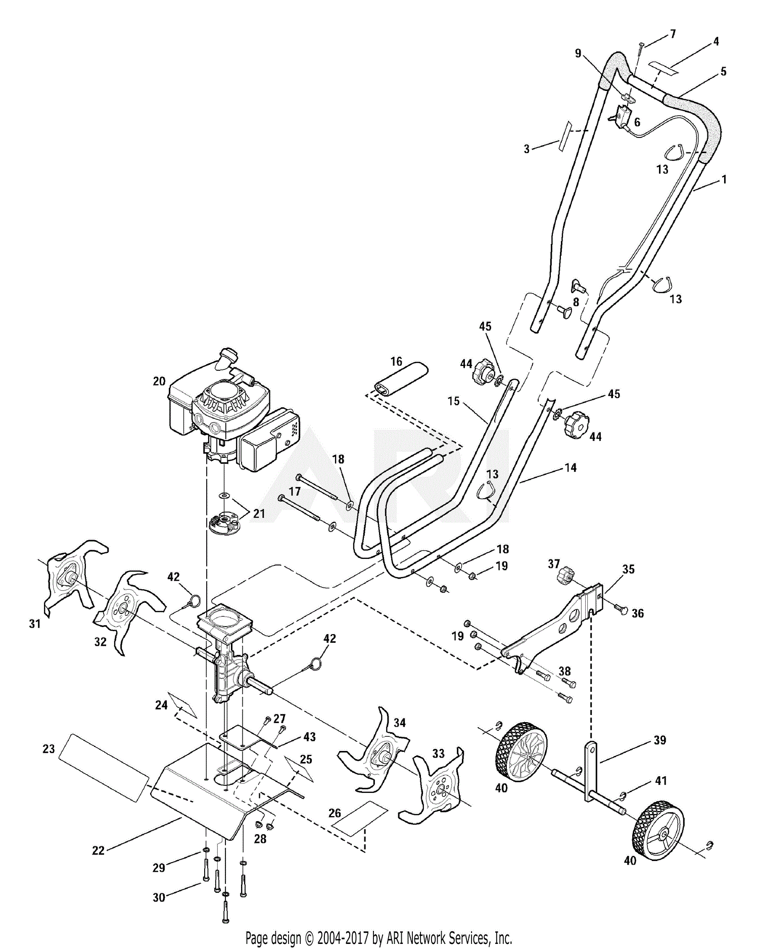 Troy Bilt 12235 Tiller    Edger Parts Diagram For General