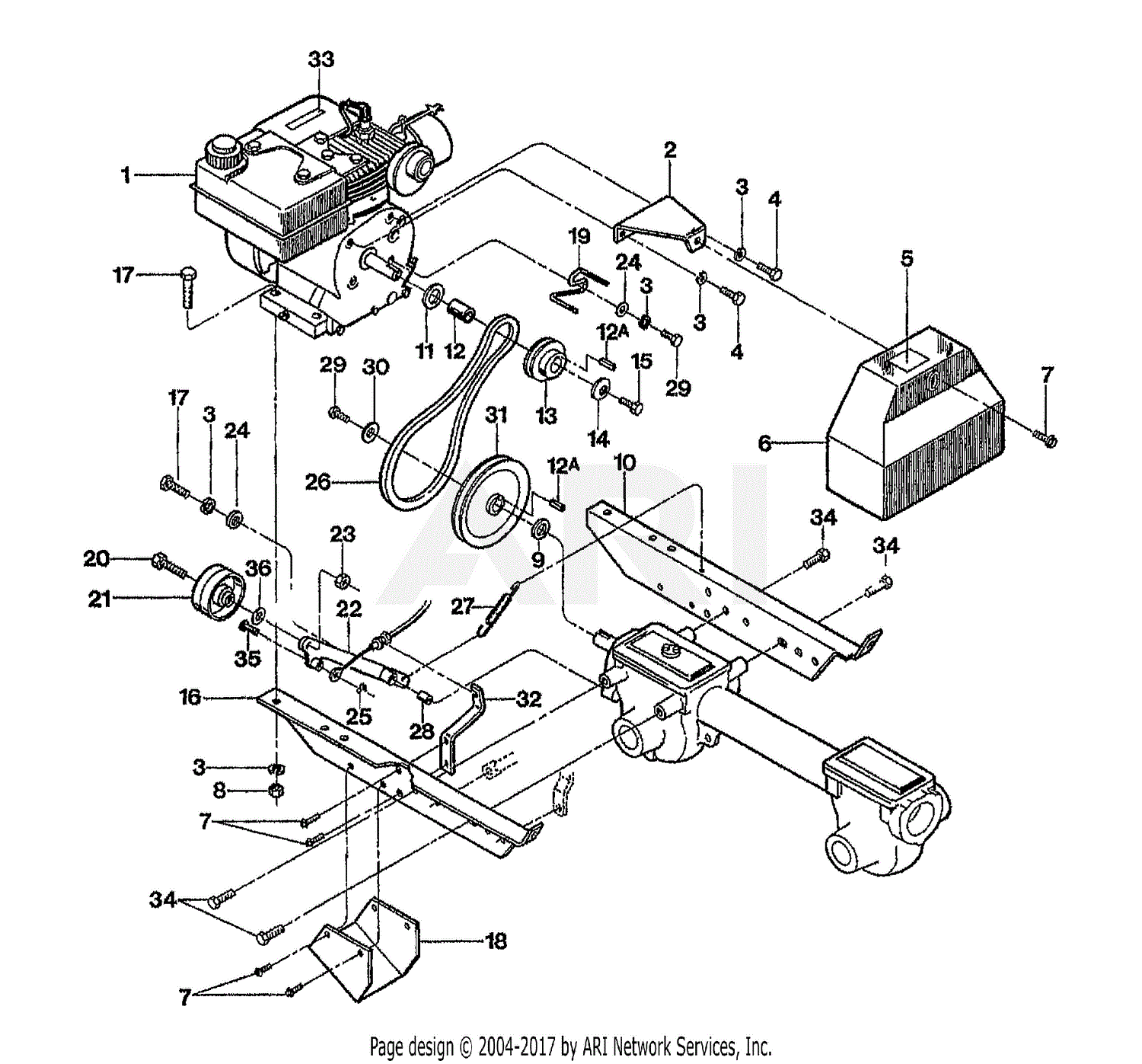 Troy Bilt 12077 3HP ROTOTILLER (S/N 120770100101UP) Parts Diagram for