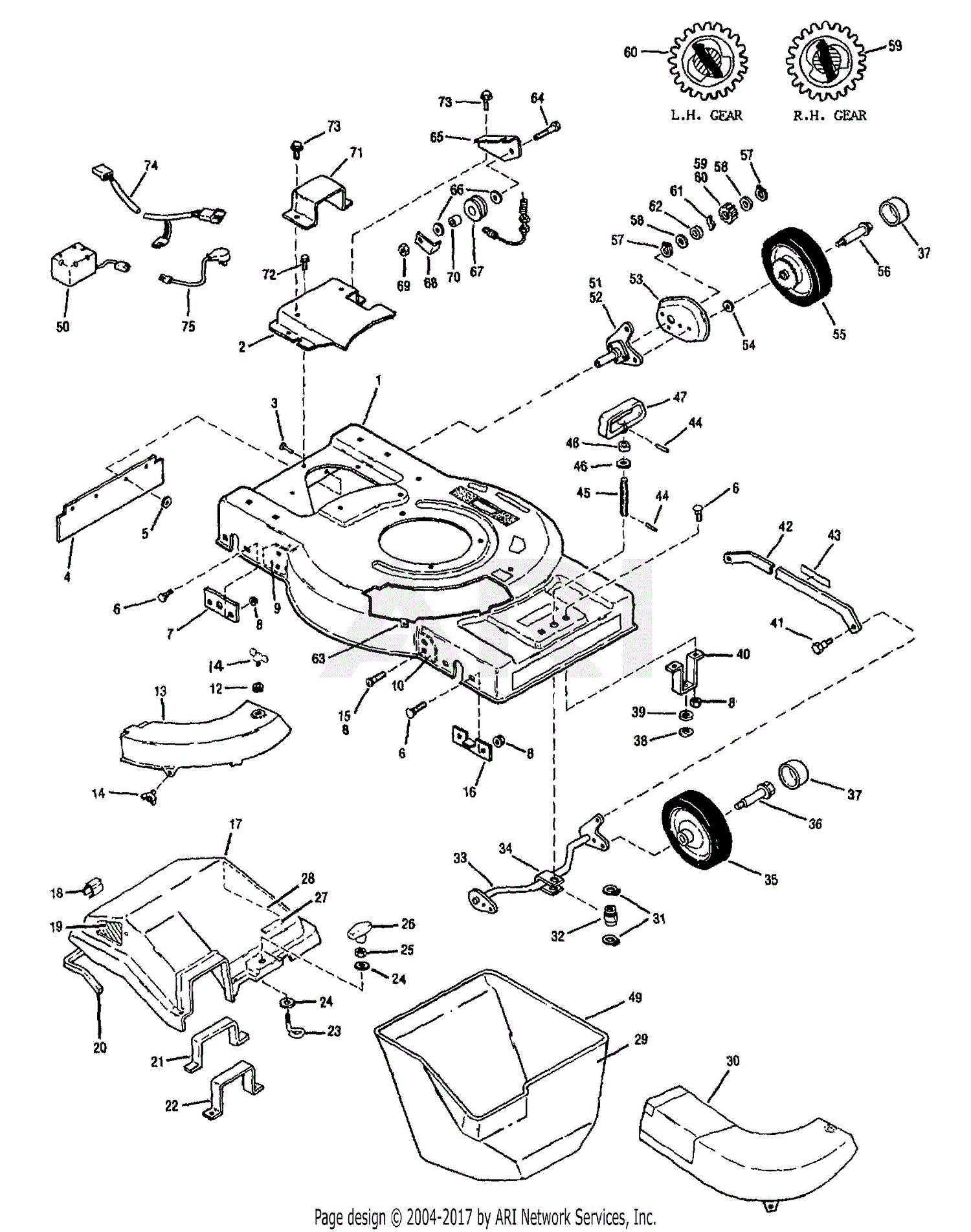 Troy Bilt 11300 4HP21" VACUCUT SELF PROPELLED (S/N 0100101UP) Parts Diagram for DECK AND