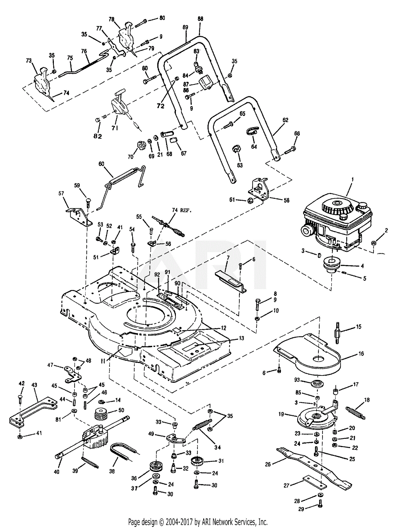 Troy Bilt 11300 4HP21" VACUCUT SELF PROPELLED (S/N 0100101UP) Parts Diagram for HANDLEBAR AND