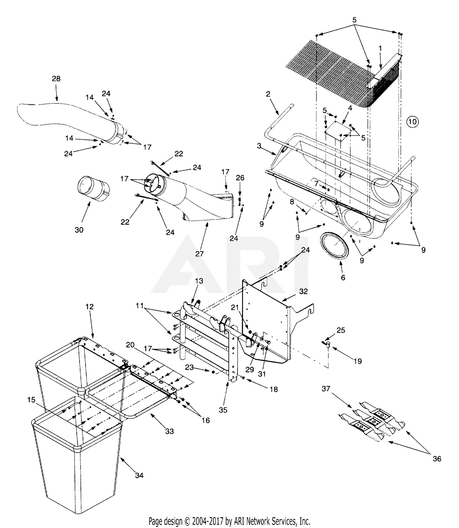 Troy Bilt OEM-190-625 Twin Bagger (2005) Parts Diagram for General Assembly