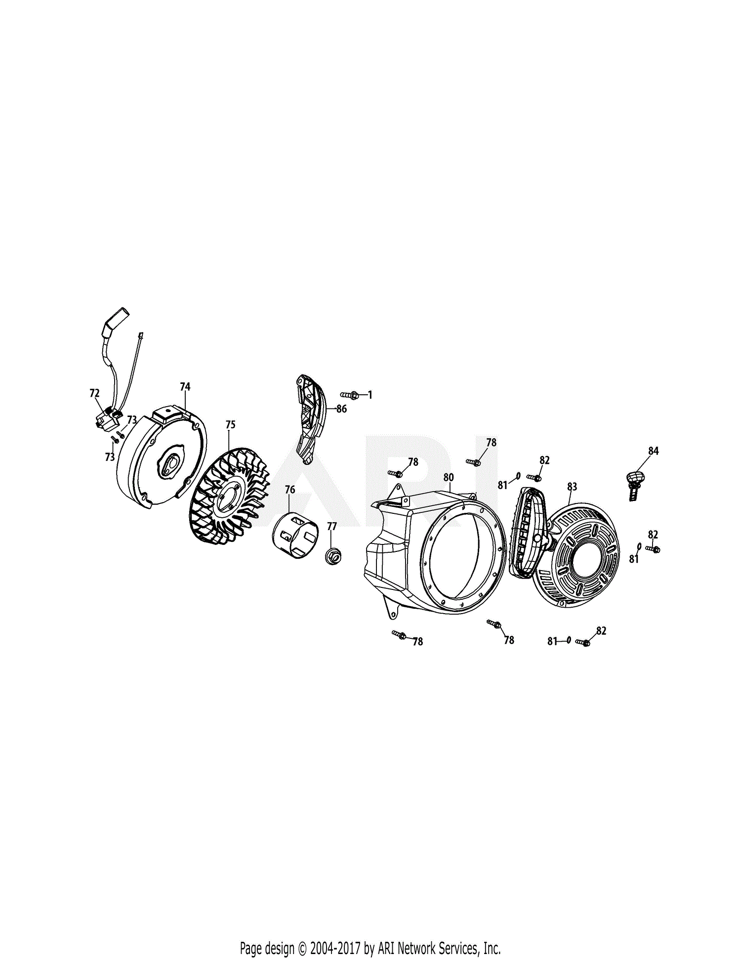 Troy Bilt 161-JWA-11 Engine Parts Diagram for 161-JWA-11 Flywheel ...