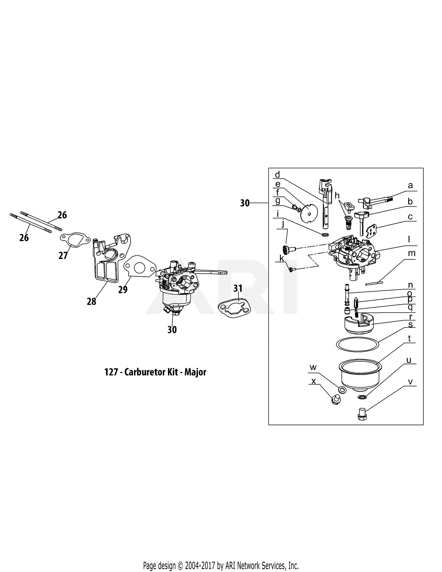 Troy Bilt 170TU Engine Parts Diagram for 170TU Carburetor