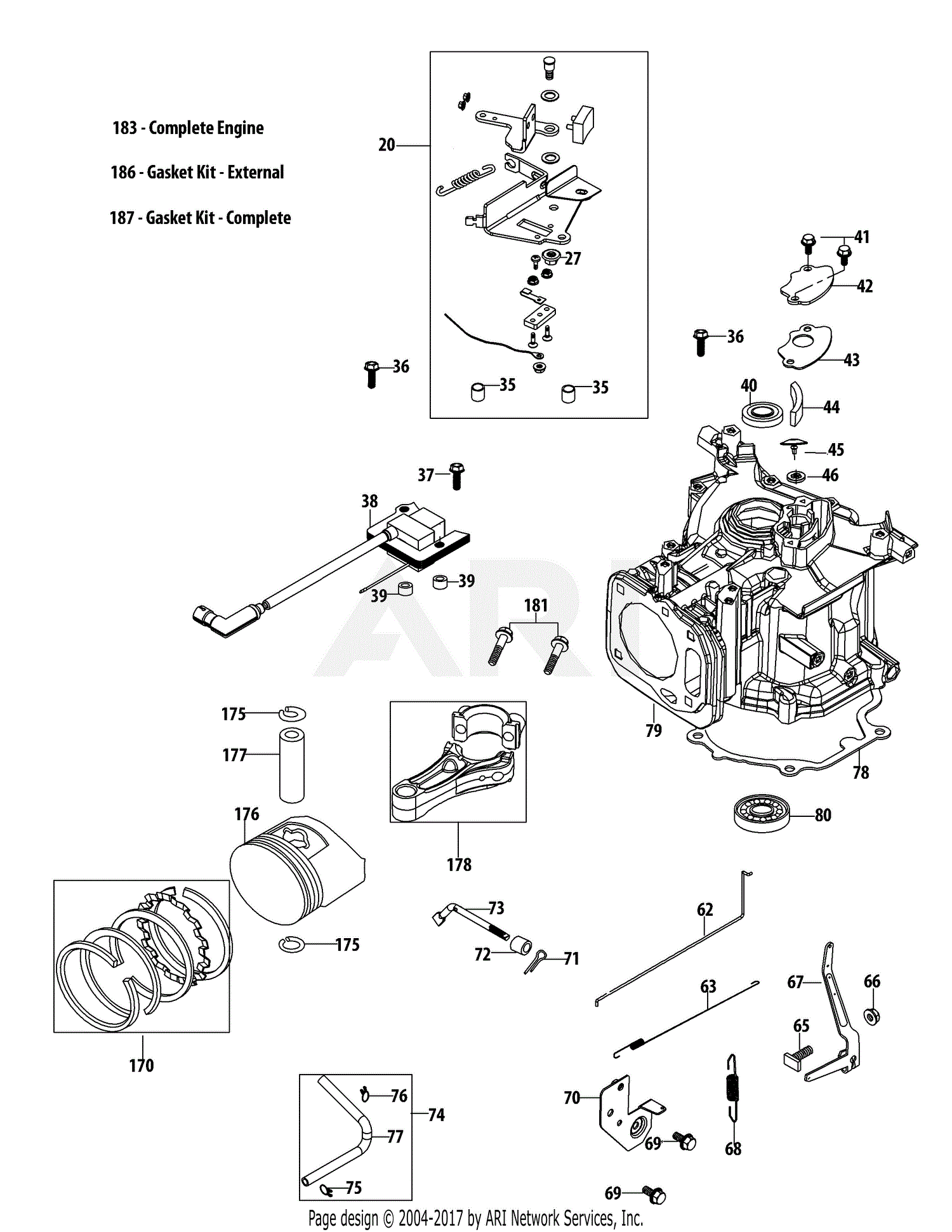 Troy Bilt 1P65B0C Engine Parts Diagram for 1P65B0C Crankcase