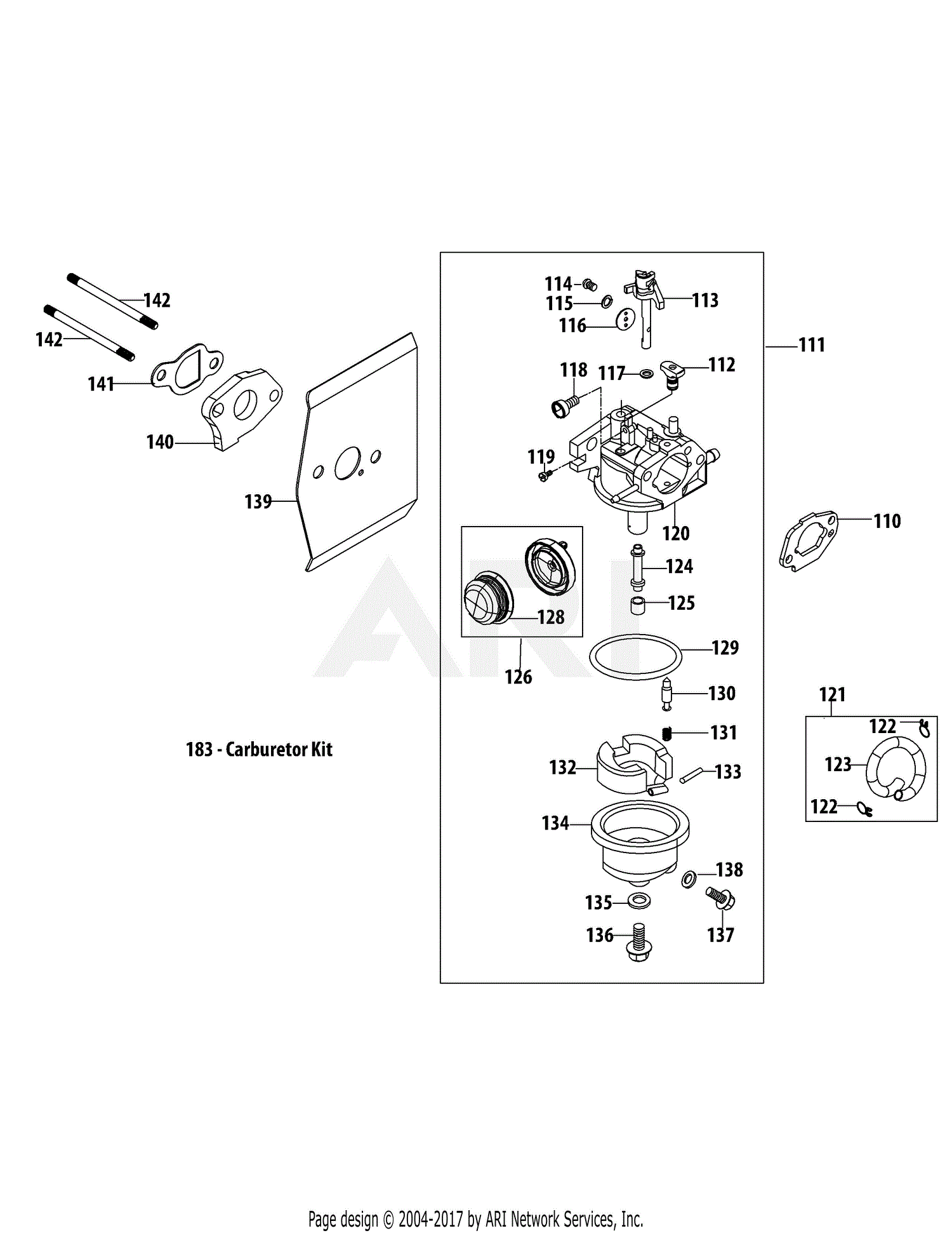 Troy Bilt 1P65N0A Engine Parts Diagram for 1P65N0A Carburetor