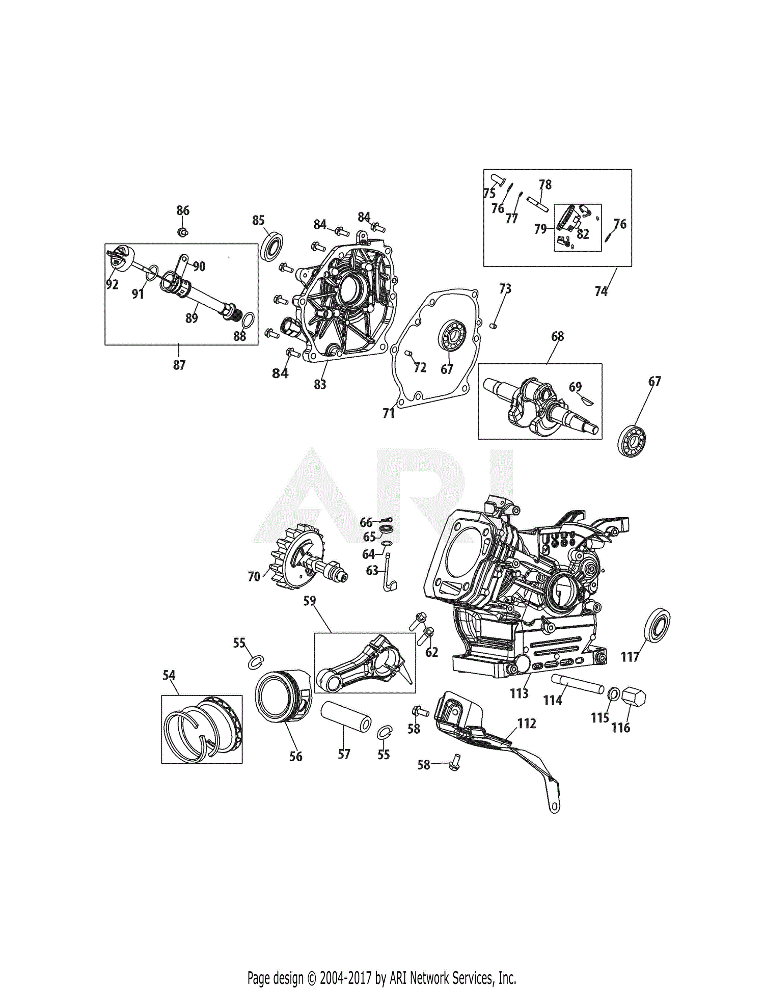 Troy Bilt 270-QU Engine (2015) Parts Diagram for 270-QU Crankcase