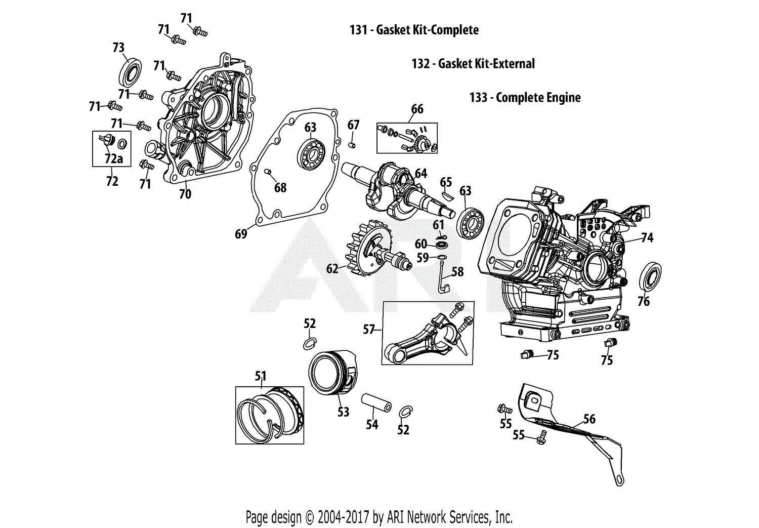 Troy Bilt 270-VU Engine Parts Diagram for 270-VU Crankcase