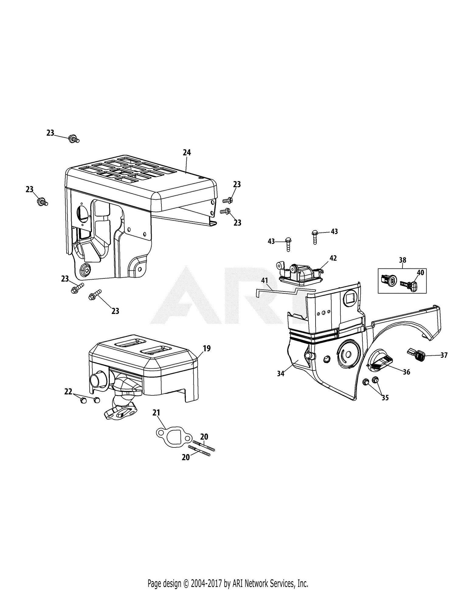 Troy Bilt 370 Suc Engine Parts Diagram For 370 Suc Muffler And Air Housing