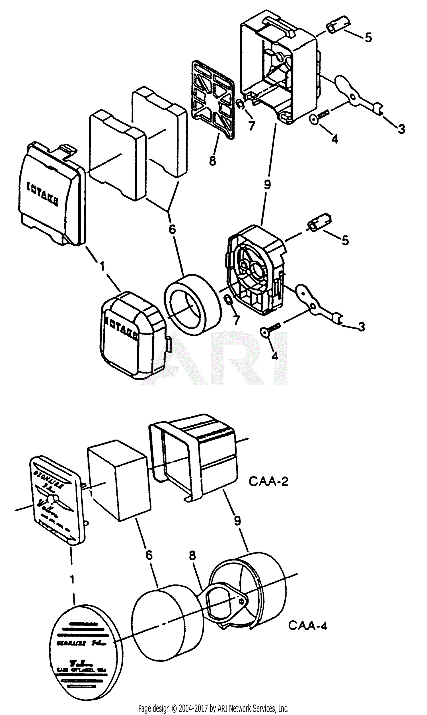 Walbro Air Cleaner CAA-67-1 Parts Diagram for CAA-67-1 PARTS LIST