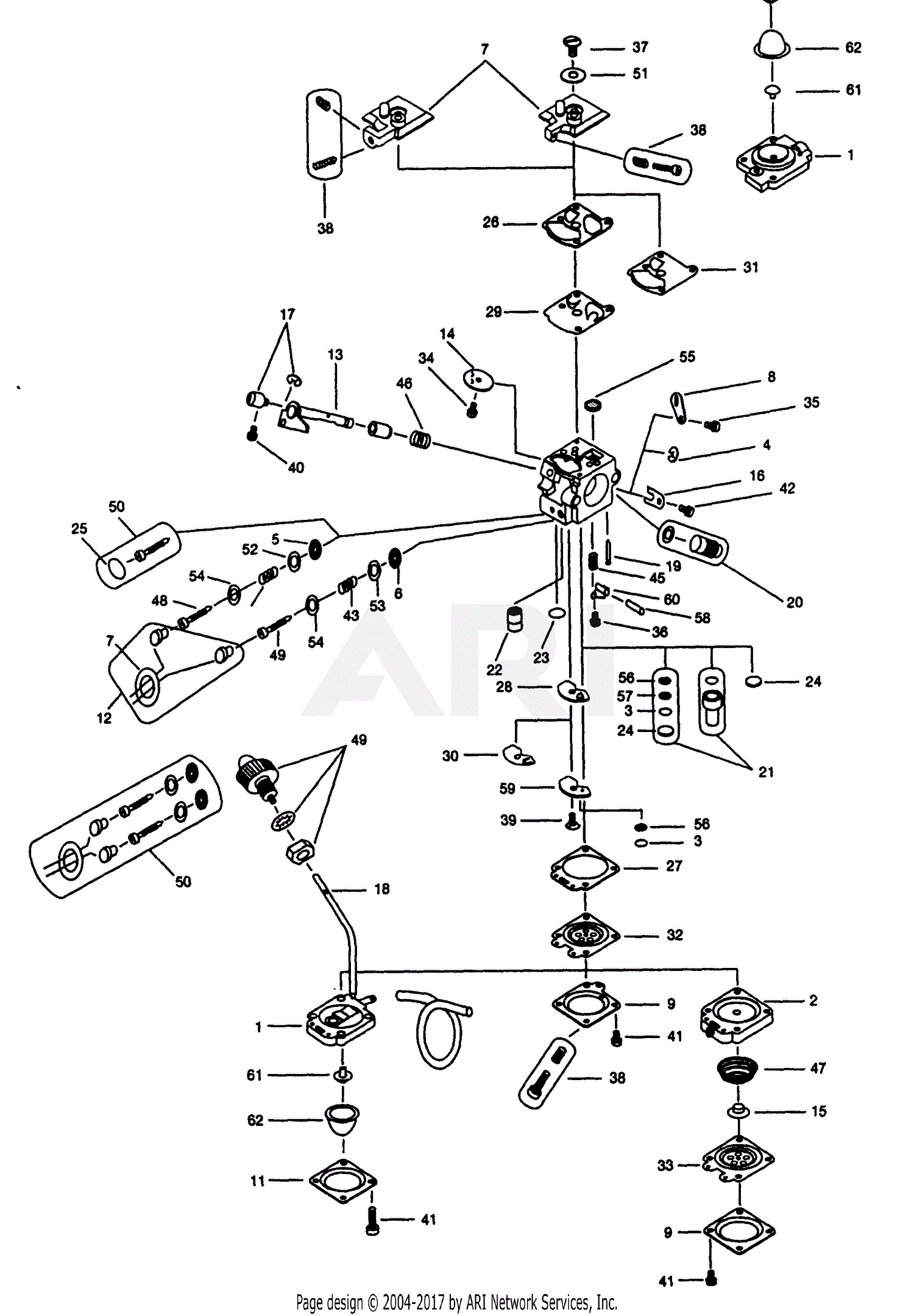 Walbro Carburetor WA-146-1 Parts Diagram for WA-146-1 PARTS LIST