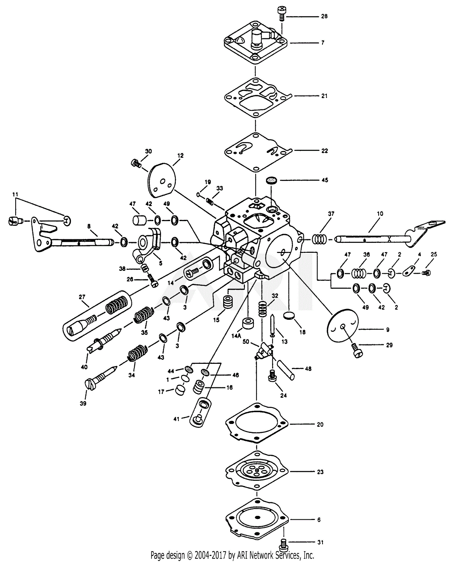 Walbro Carburetor WG101 Parts Diagram for WG101 PARTS LIST