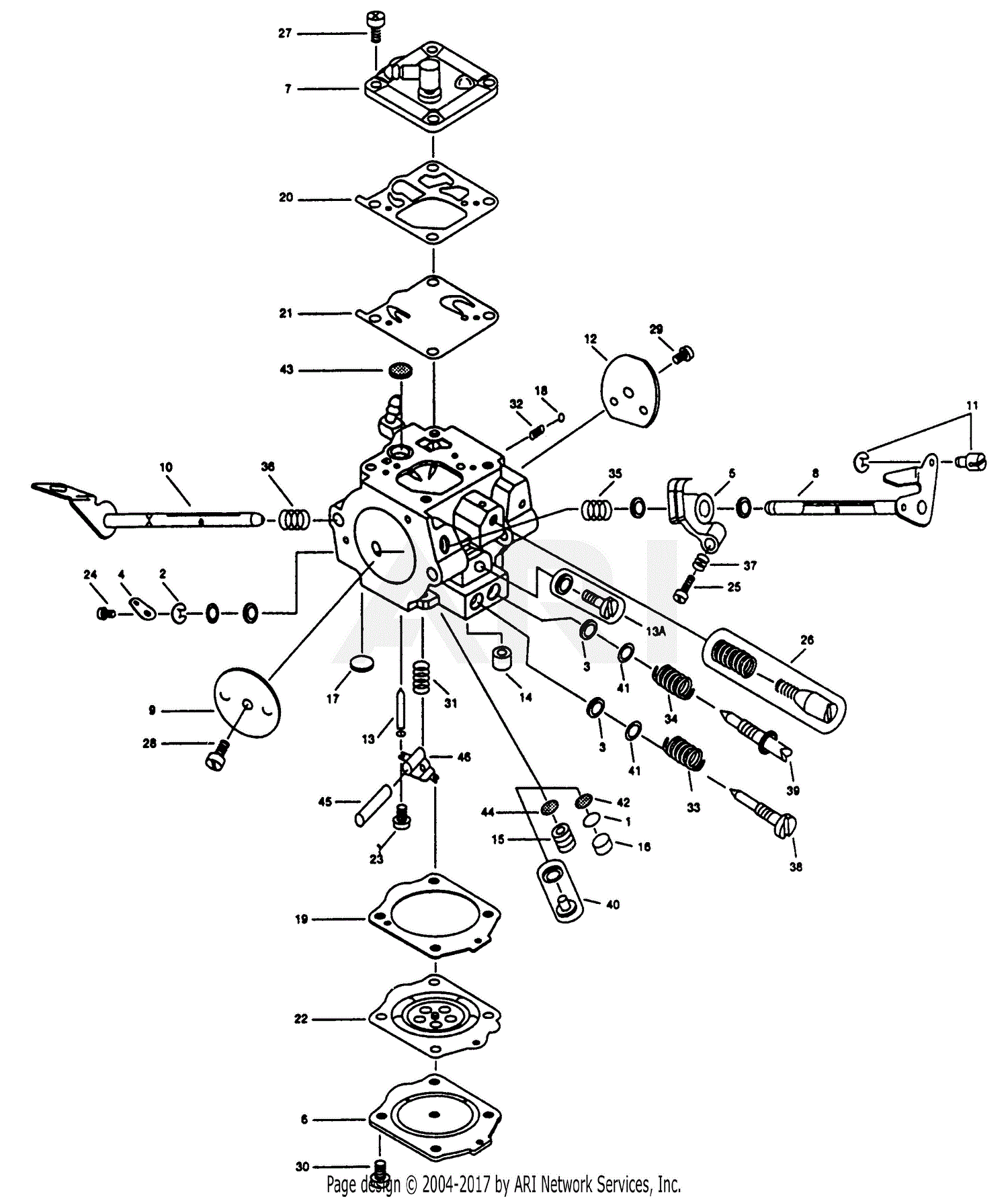 Walbro Carburetor WGA91 Parts Diagram for WGA91 PARTS LIST