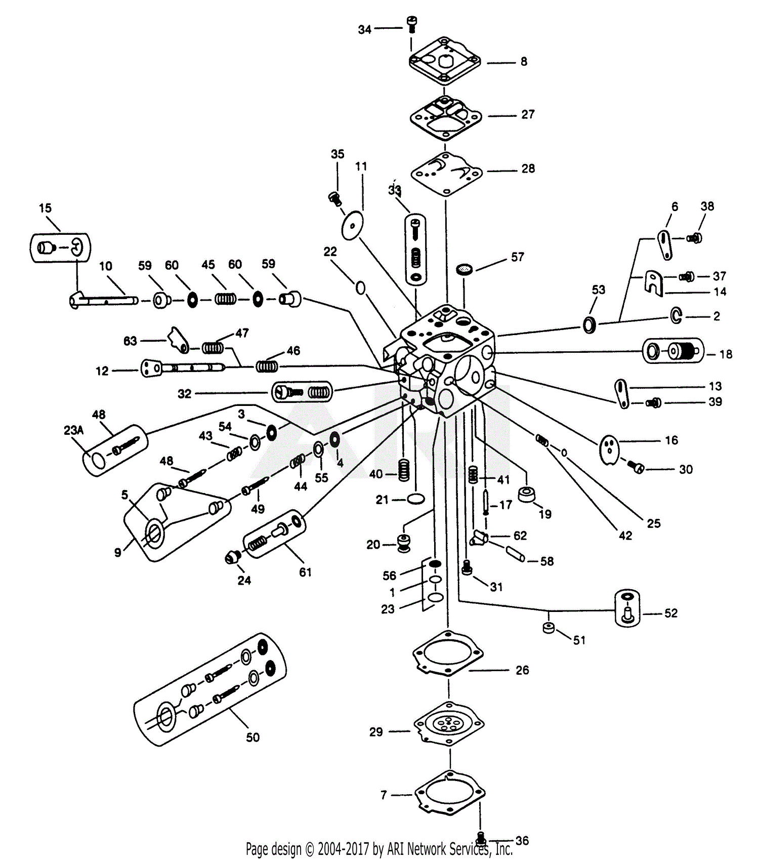 Walbro Carburetor WJ711 Parts Diagram for WJ711 PARTS LIST