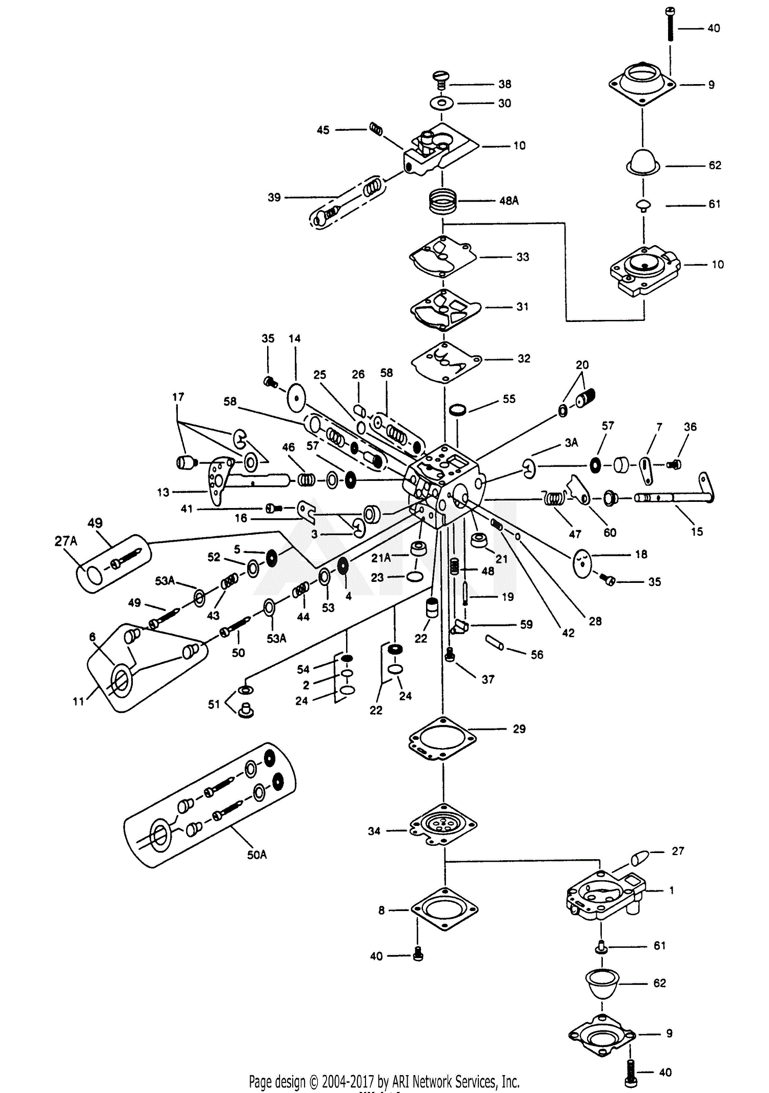 Walbro Carburetor WT-220-1 Parts Diagram for WT-220-1 PARTS LIST