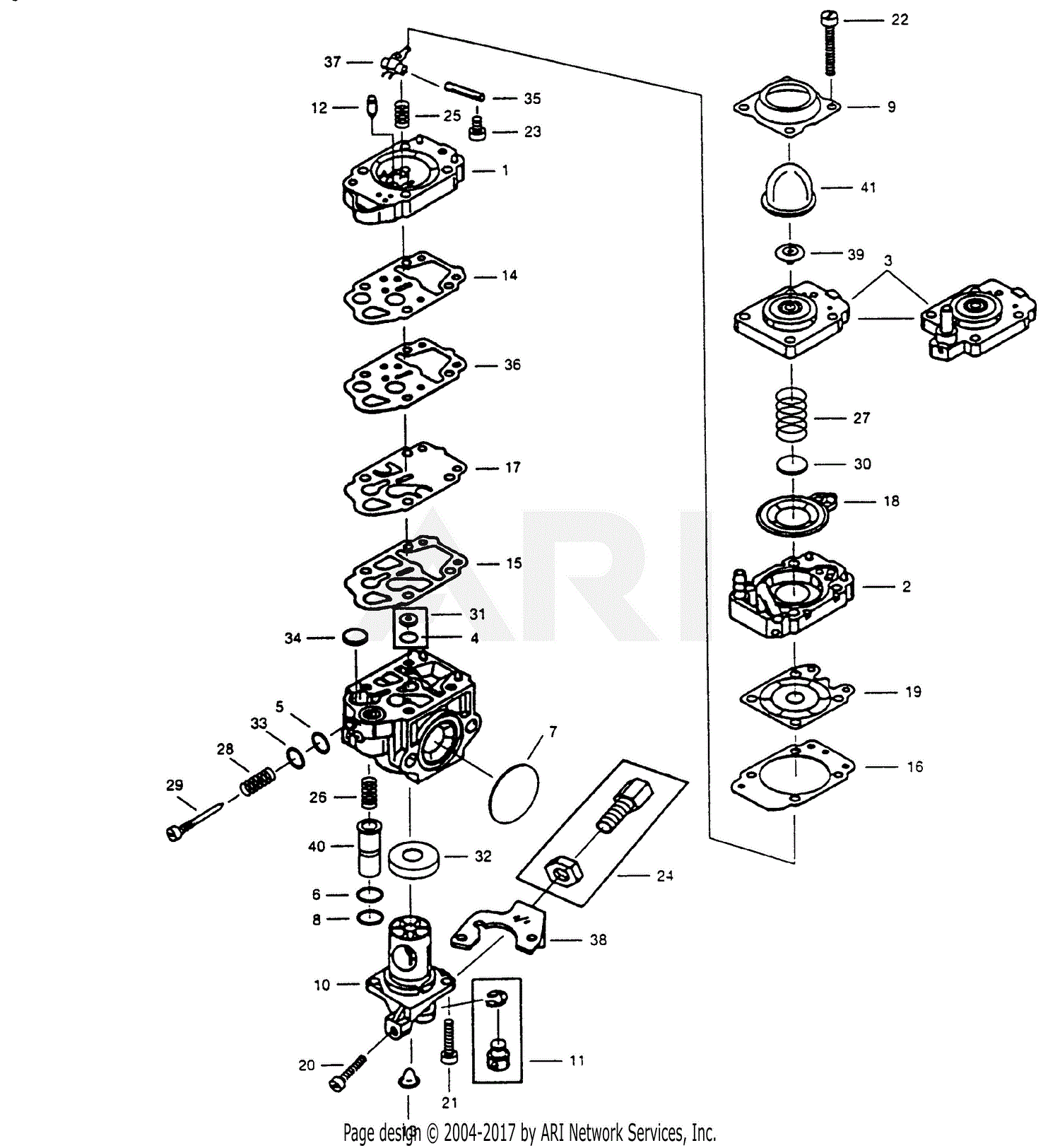 Walbro Carburetor WYK1861 Parts Diagram for WYK1861 PARTS LIST