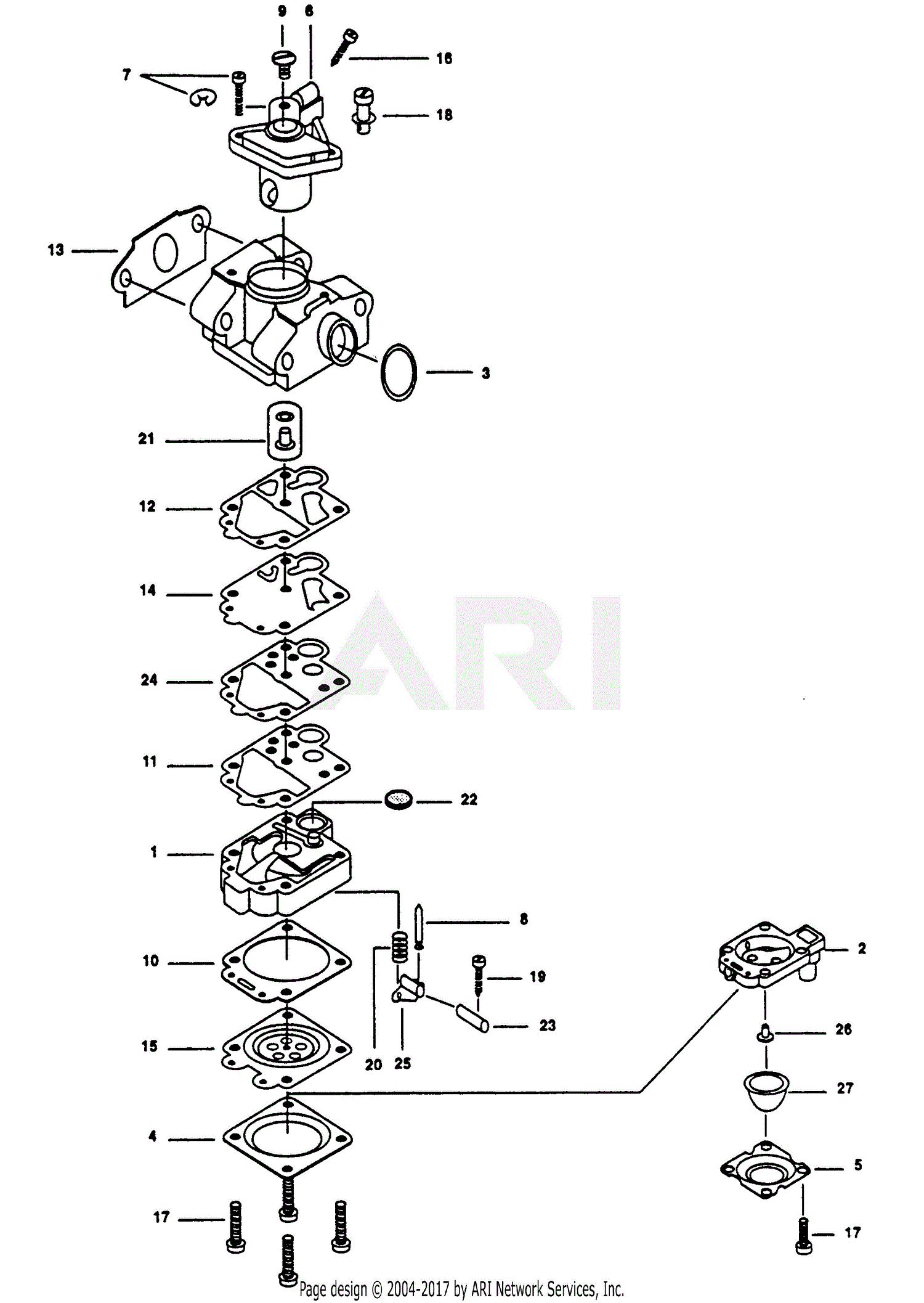 Walbro Carburetor WYL2181 Parts Diagram for WYL2181 PARTS LIST